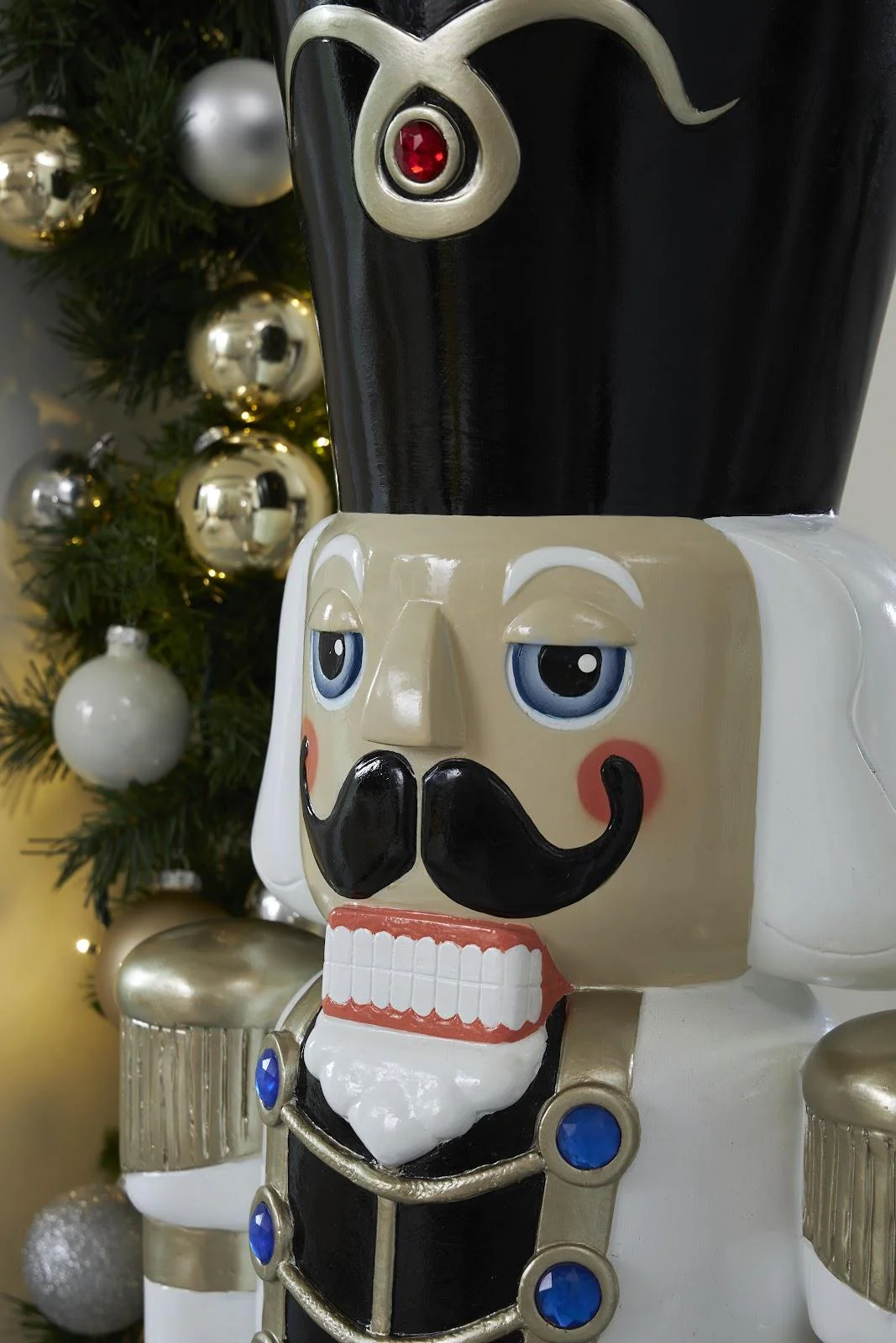 Nutcracker Soldier Sculpture 4ft, Black, White, and Gold - Image 7
