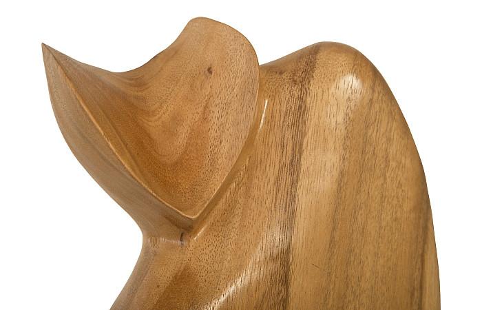 Nuzzled Cat Sculpture Chamcha Wood, Natural - Image 3