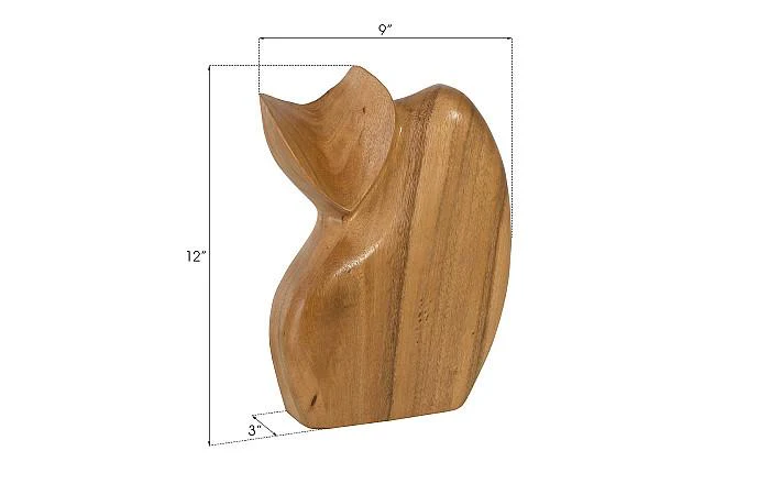 Nuzzled Cat Sculpture Chamcha Wood, Natural - Image 5