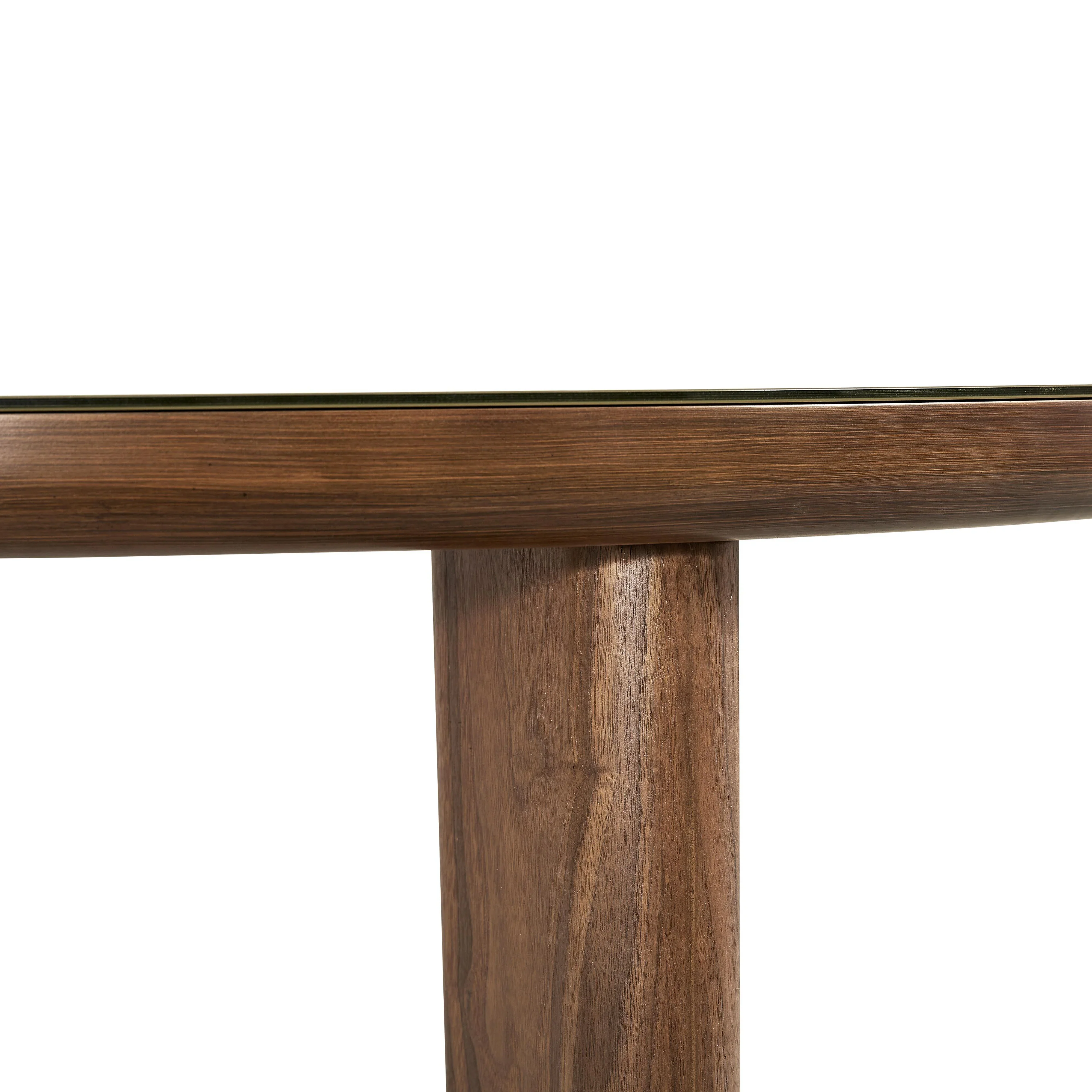 Oani 51" Walnut and Glass Round Dining Table - Image 6