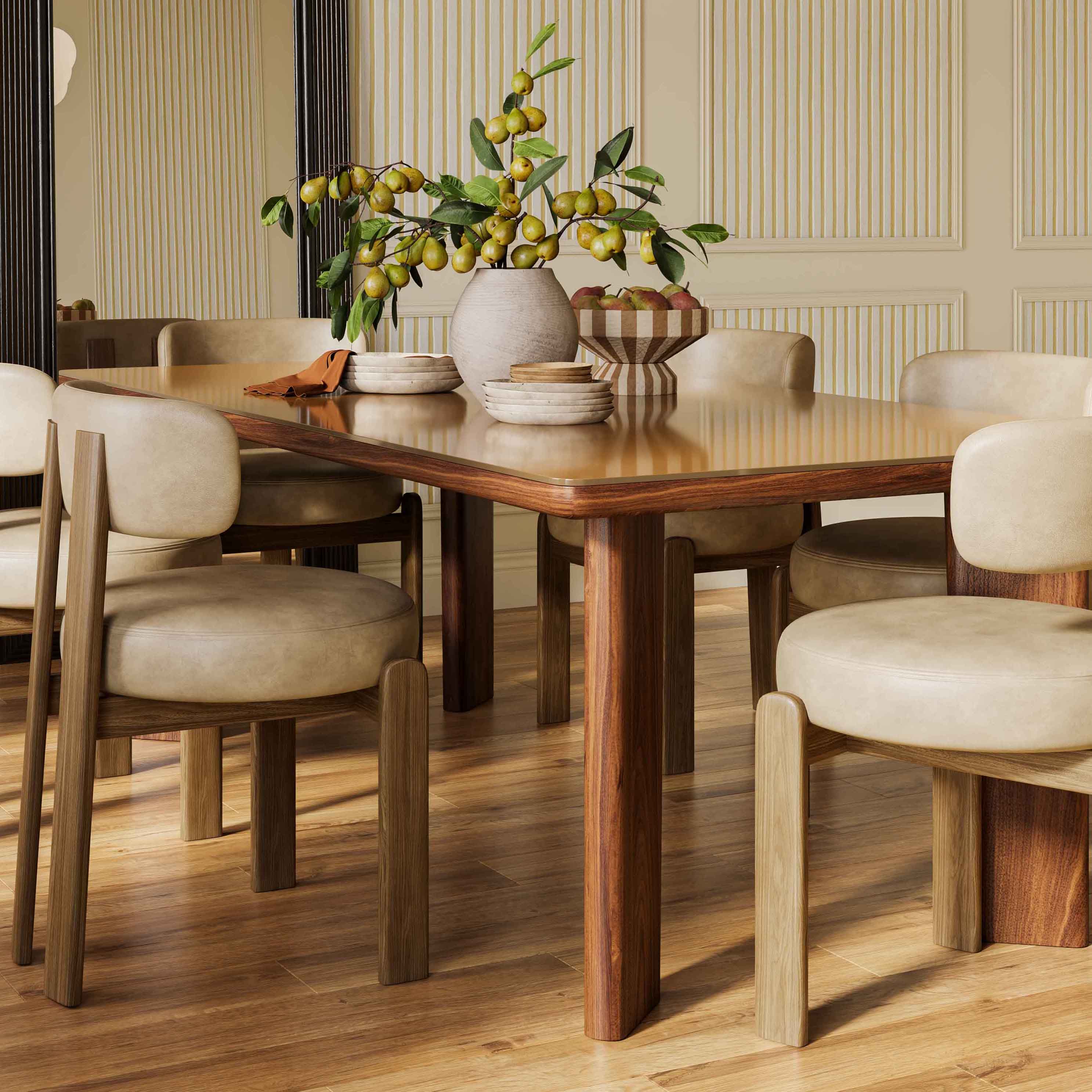 Oani 83" Walnut and Glass Rectangular Dining Table - Image 2