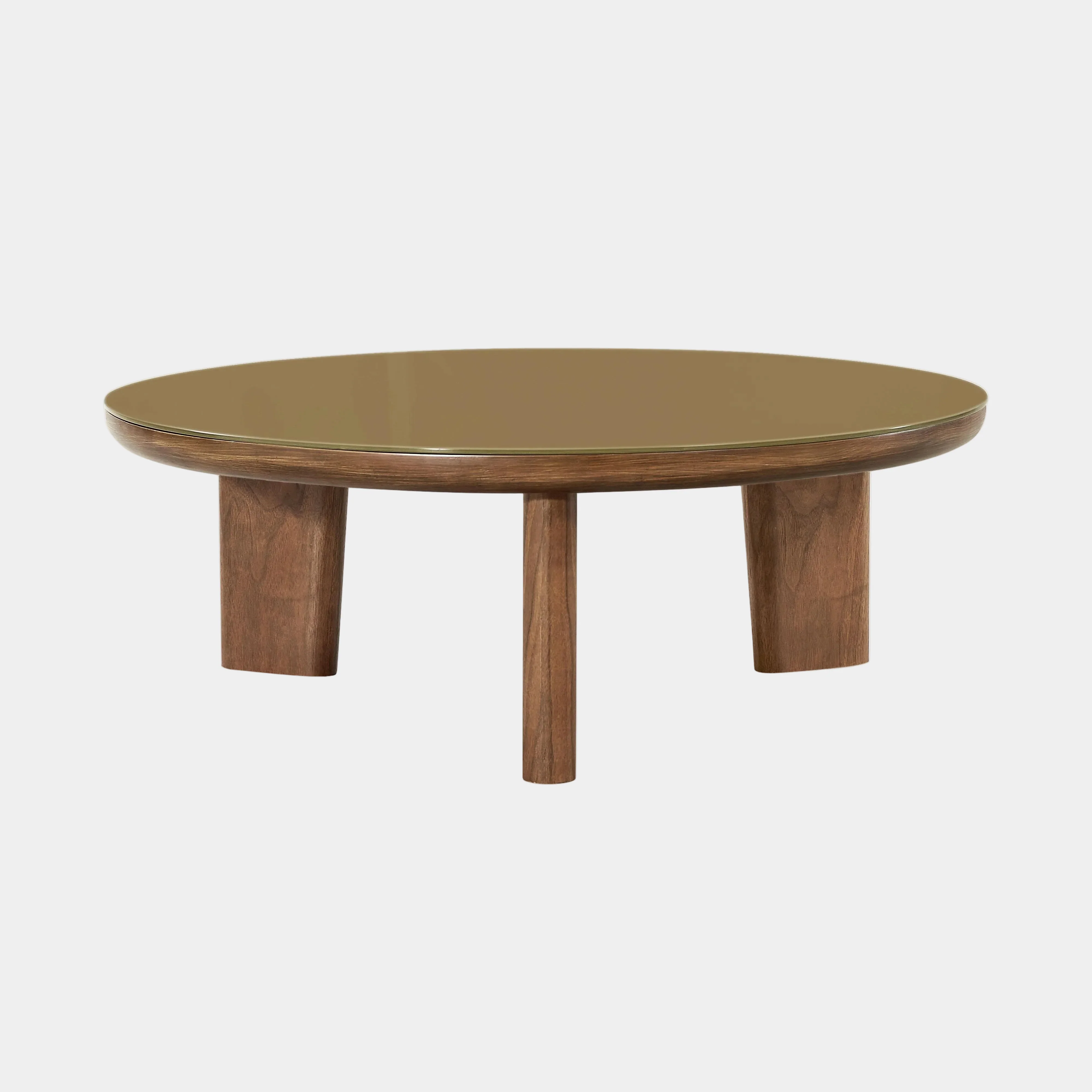 Oani 36" Walnut and Glass Round Coffee Table