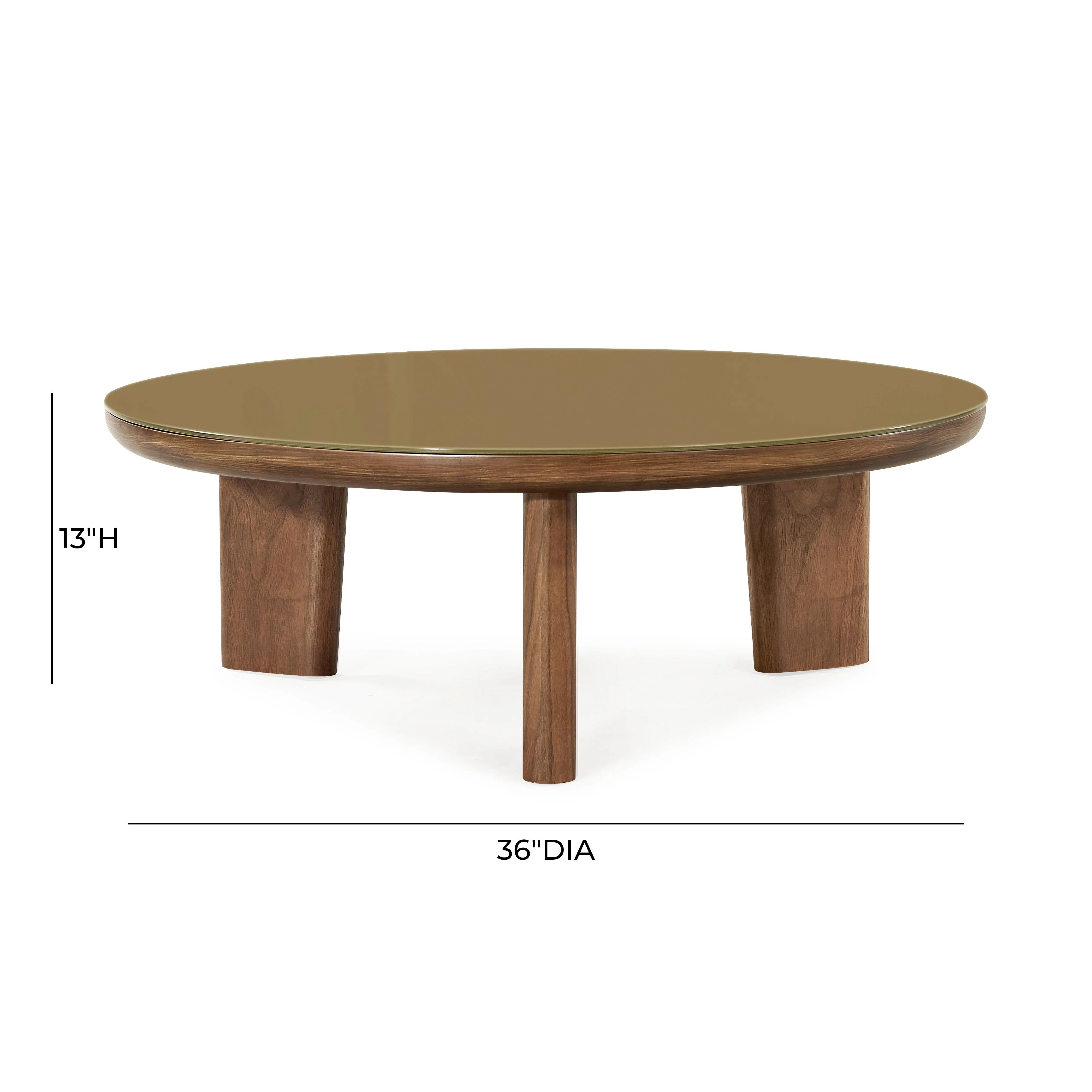 Oani 36" Walnut and Glass Round Coffee Table - Image 8