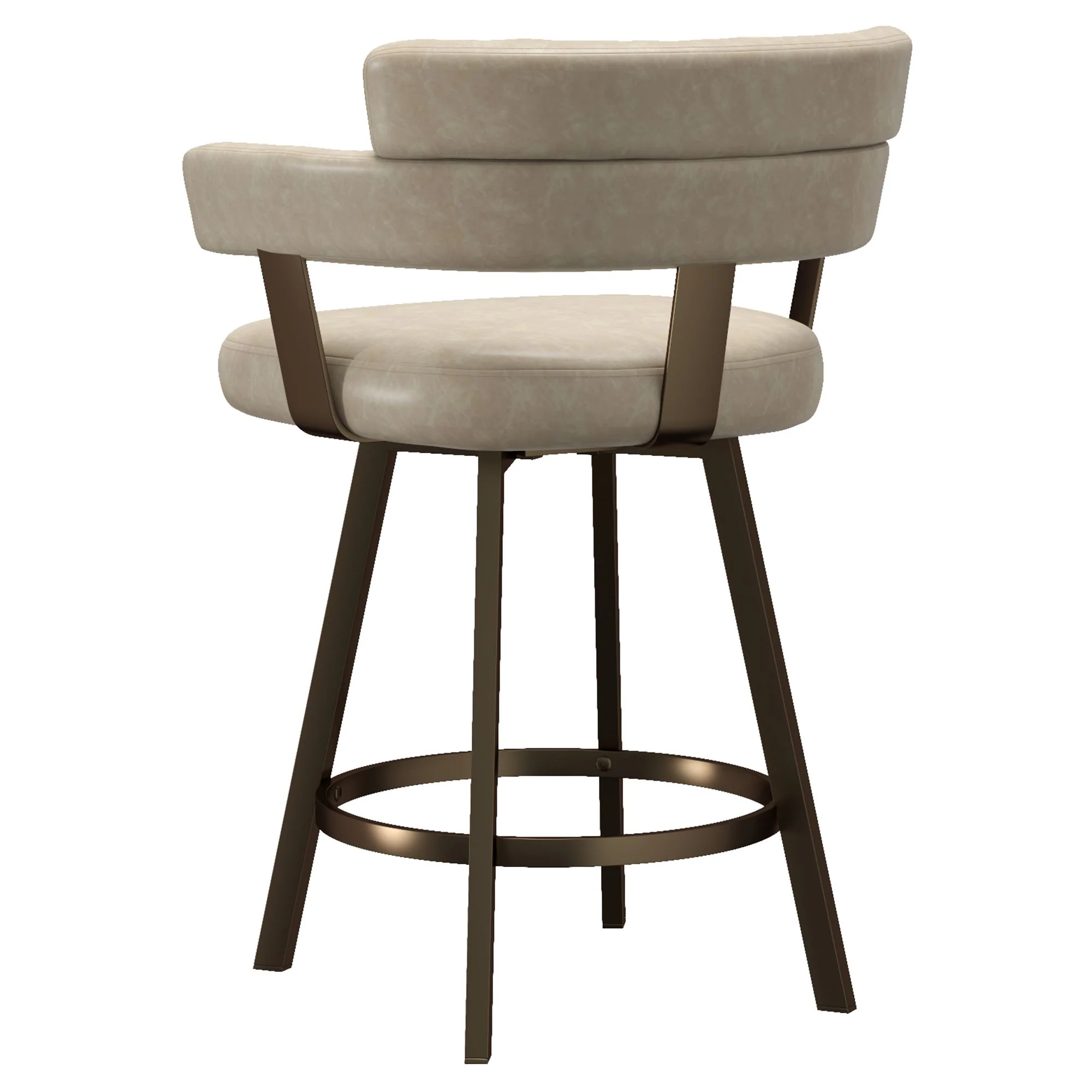 Oberon 26" Counter Stool with Swivel, set of 2 in Vintage Ivory and Aged Gold - Image 3