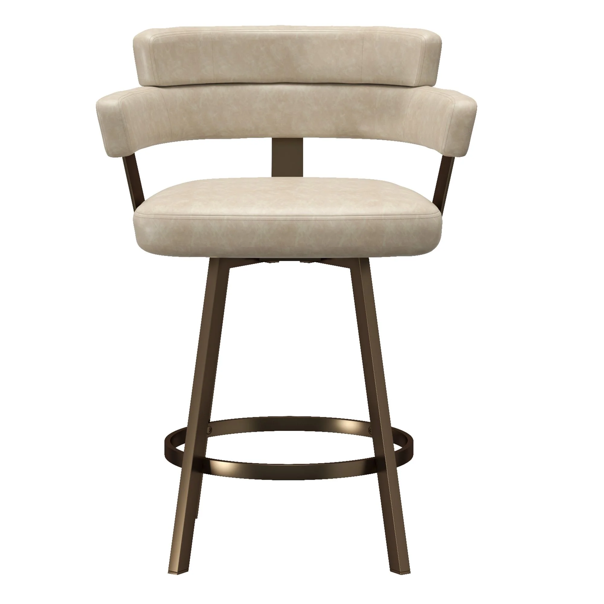 Oberon 26" Counter Stool with Swivel, set of 2 in Vintage Ivory and Aged Gold - Image 4