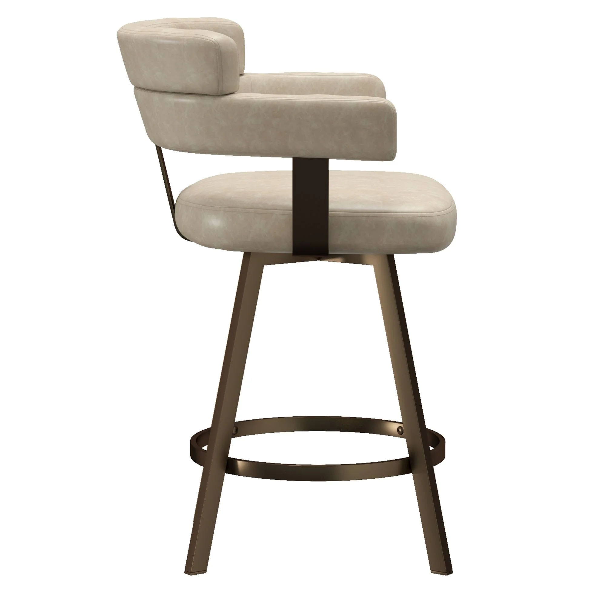 Oberon 26" Counter Stool with Swivel, set of 2 in Vintage Ivory and Aged Gold - Image 5