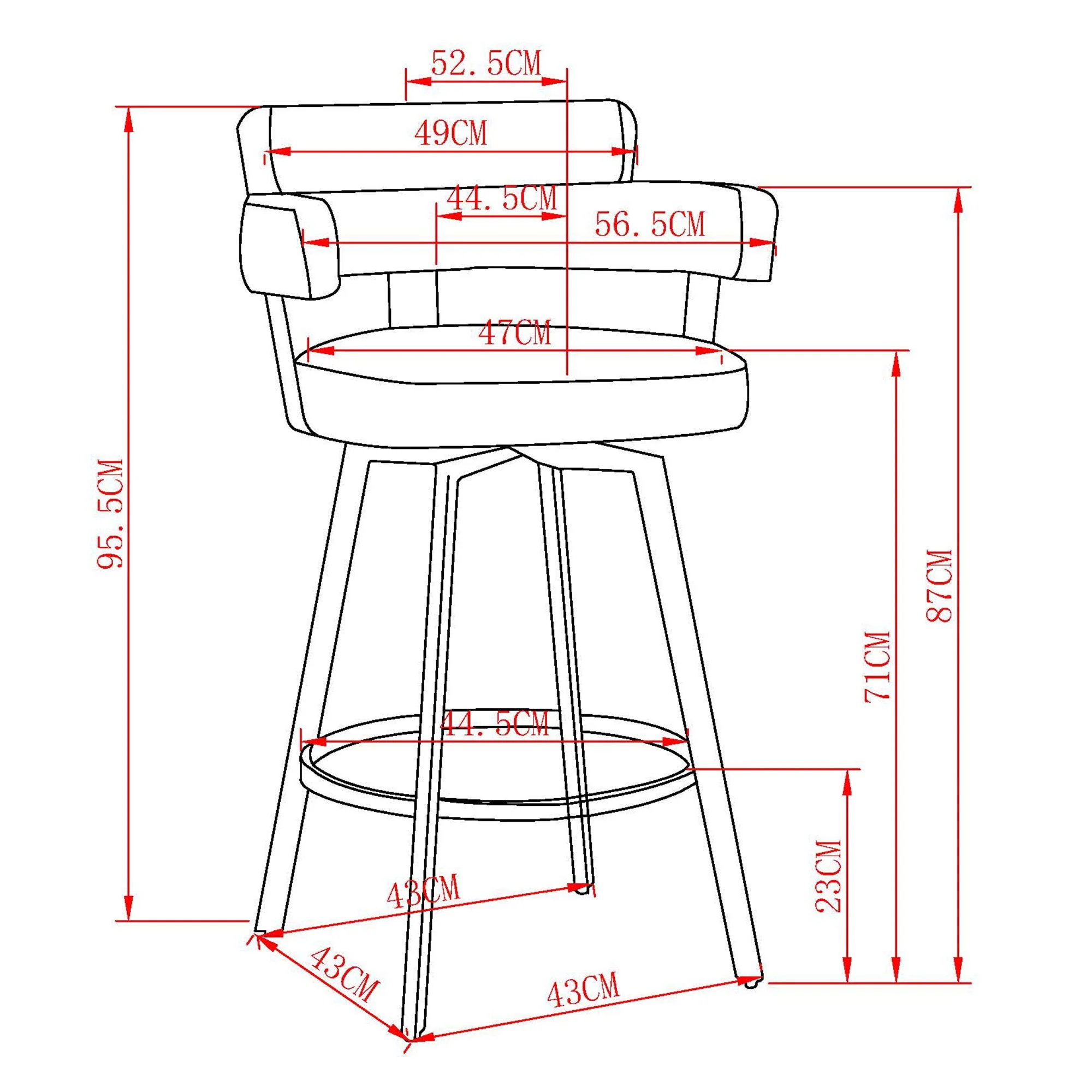 Oberon 26" Counter Stool with Swivel, set of 2 in Vintage Ivory and Aged Gold - Image 8