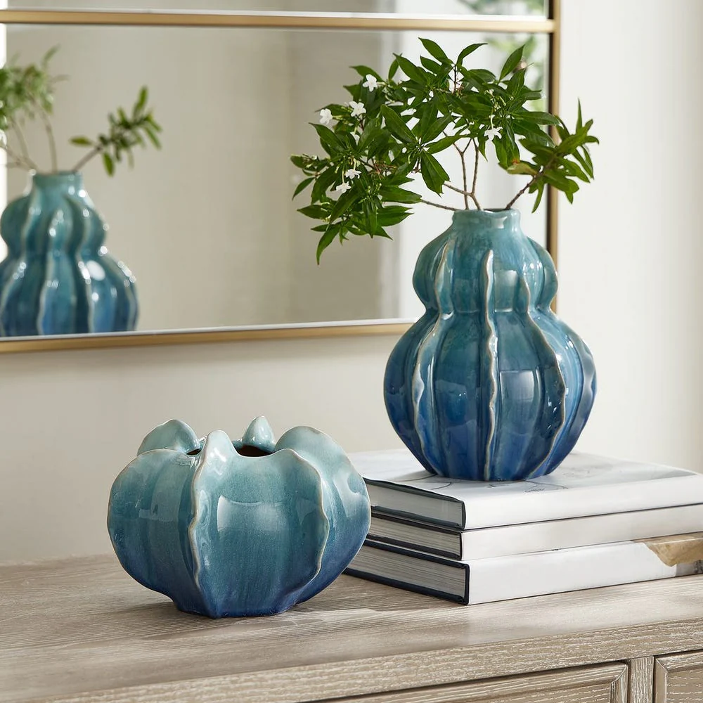 Ocean Wave Outdoor Vases, S/2 - Image 2