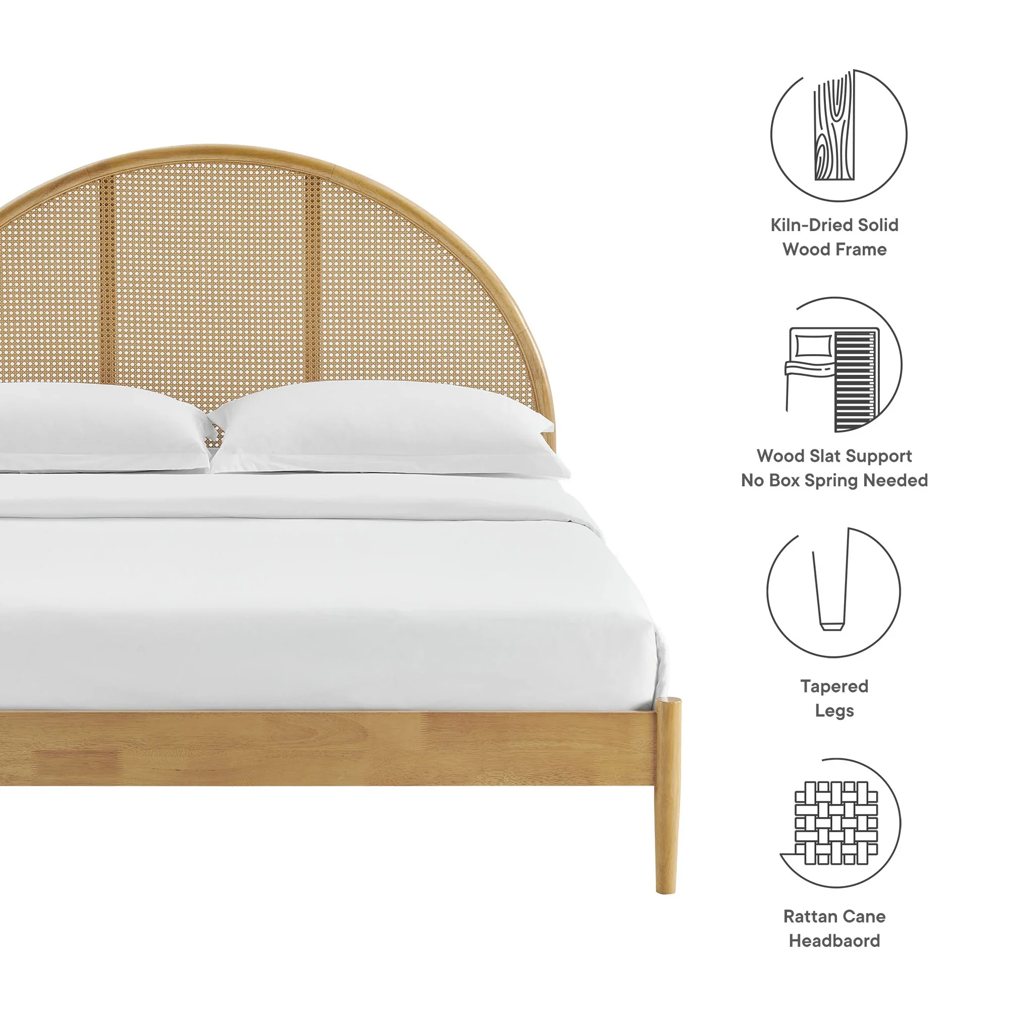Odette Queen Arched Rattan Cane Platform Bed - Image 14
