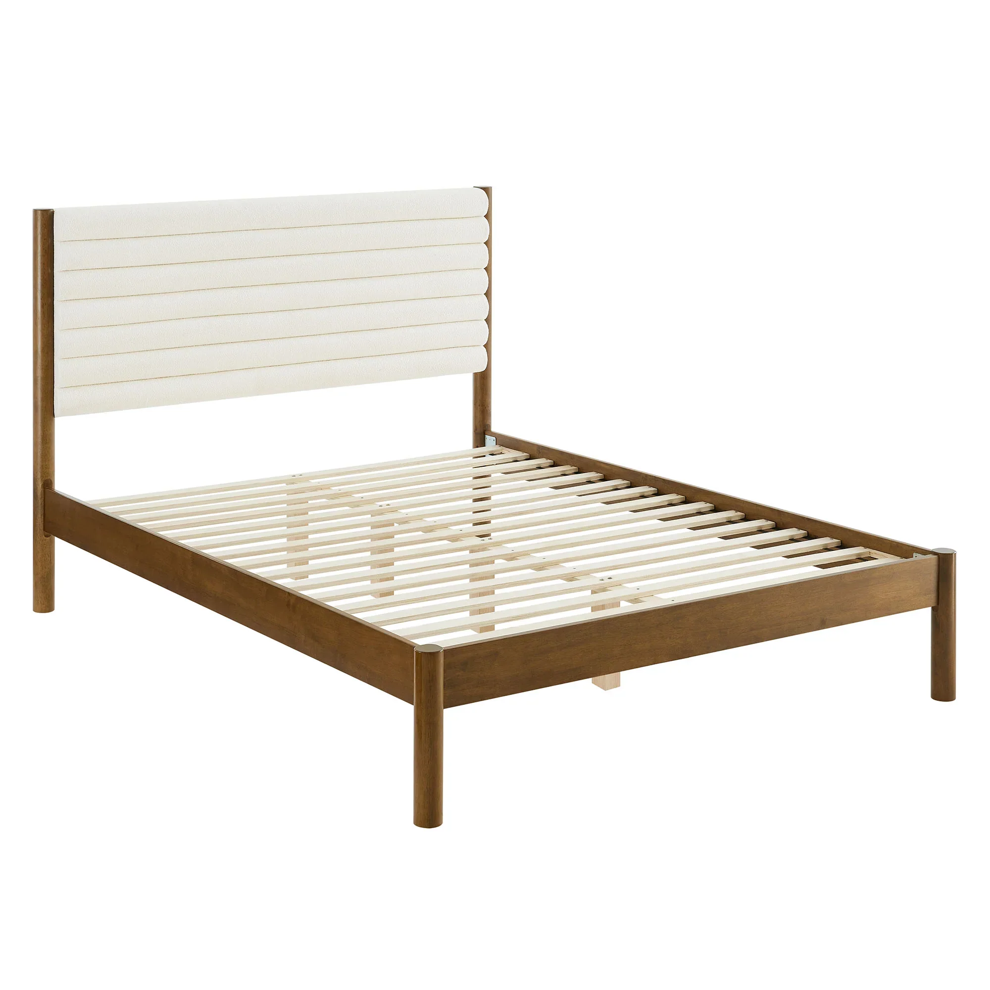 Olea Channel Tufted Boucle Solid Wood Platform Bed - Image 10