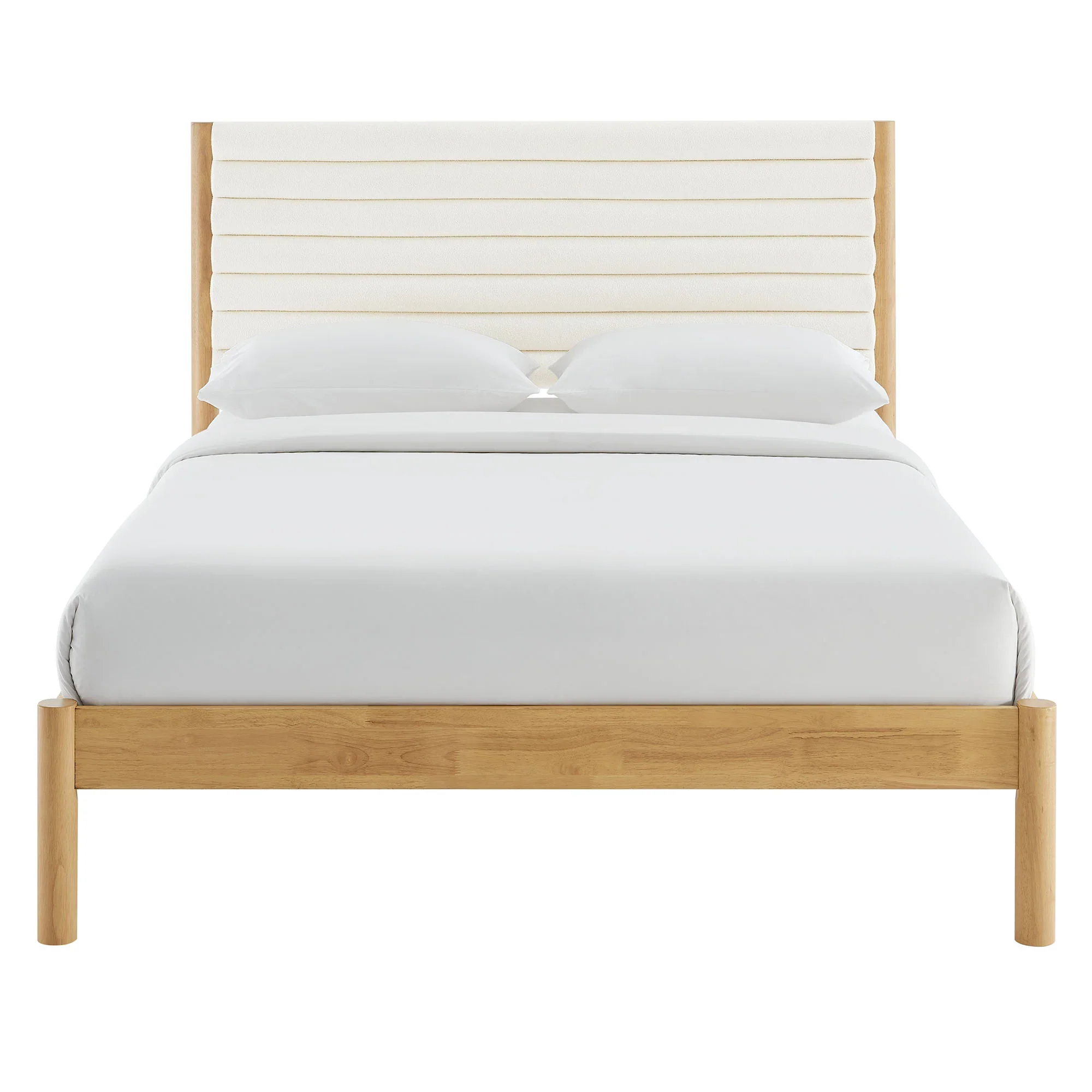 Olea Channel Tufted Boucle Solid Wood Platform Bed - Image 4