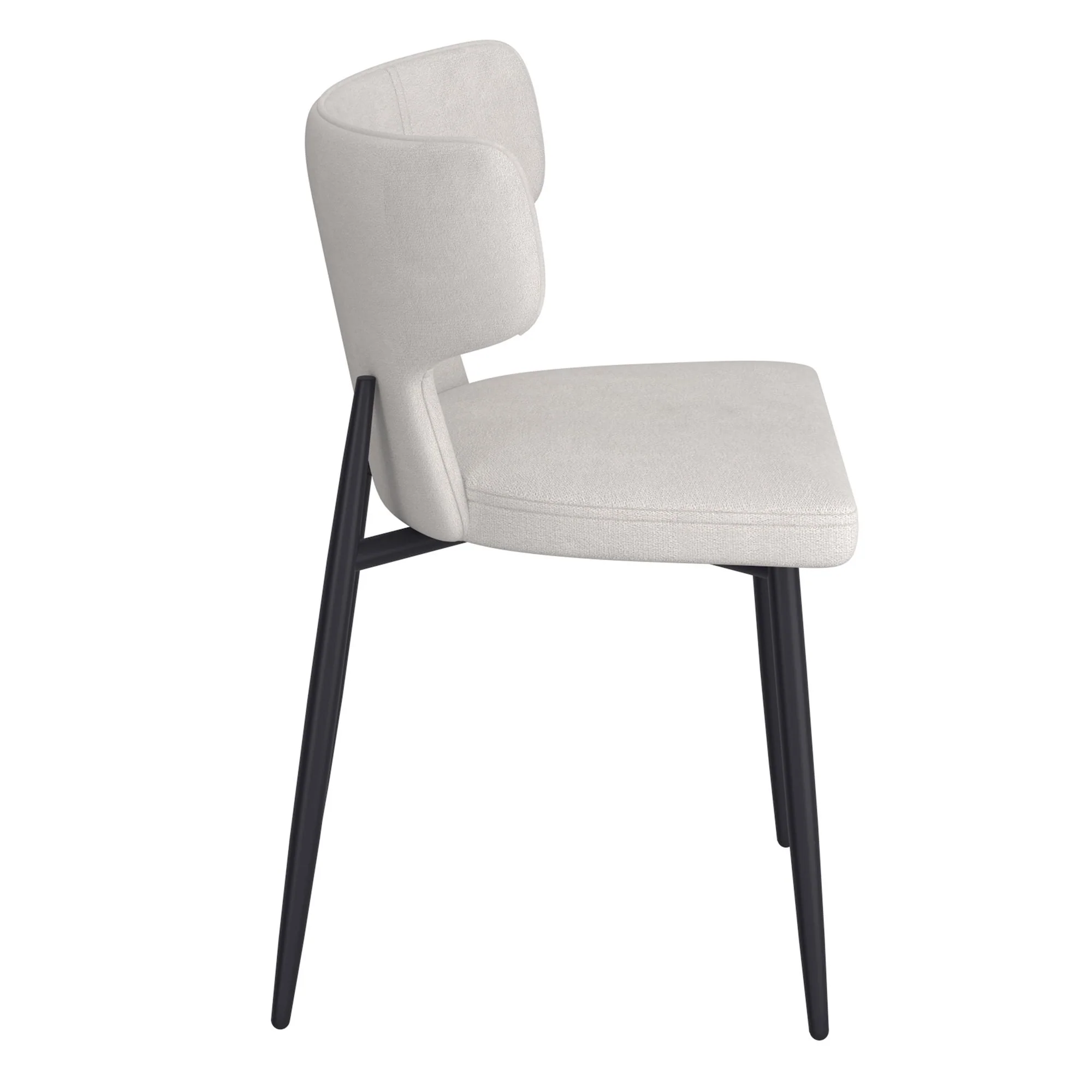 Olis Dining Chair, set of 2, in Beige Fabric and Black - Image 4