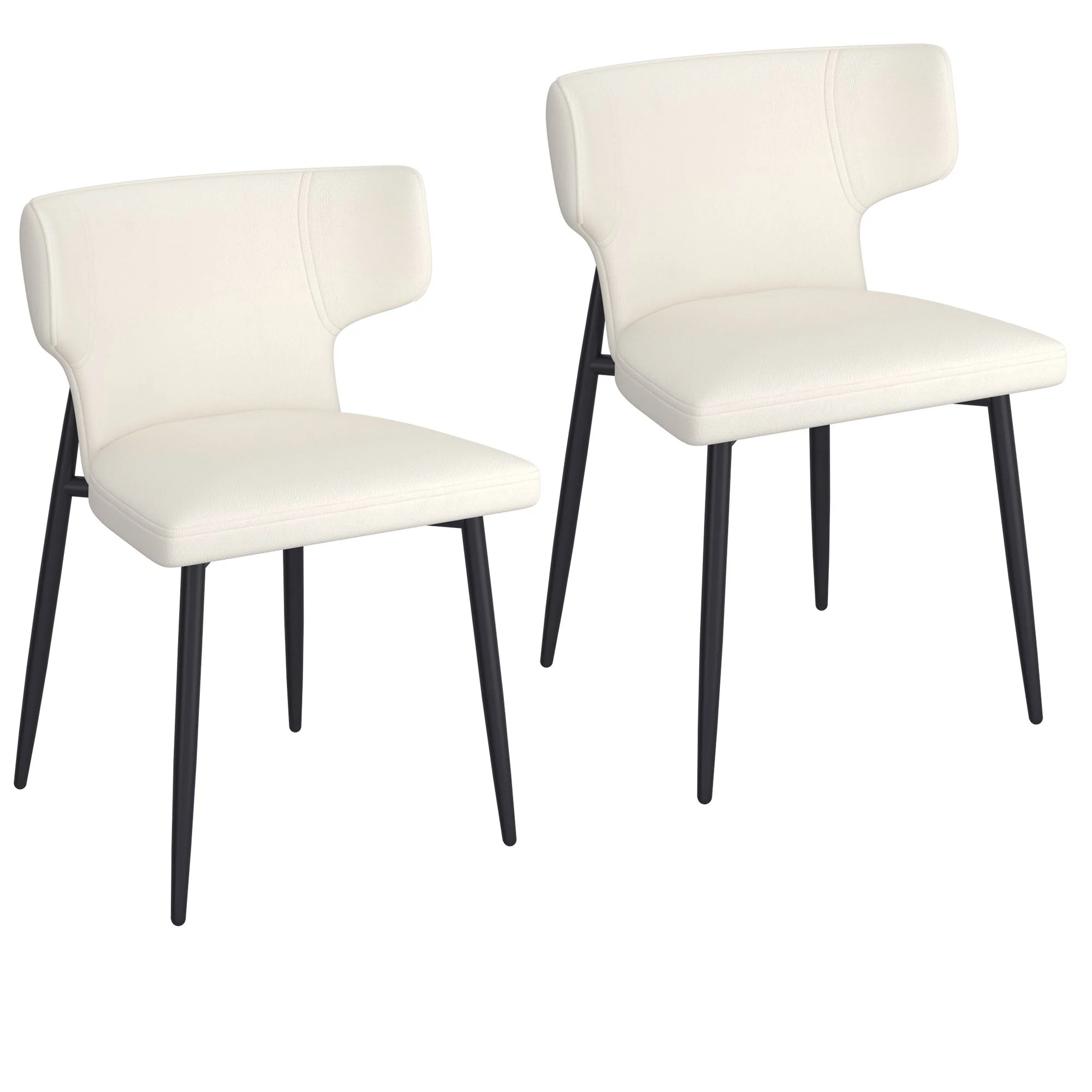 Olis Dining Chair, set of 2, in Beige Faux Leather and Black - Image 6
