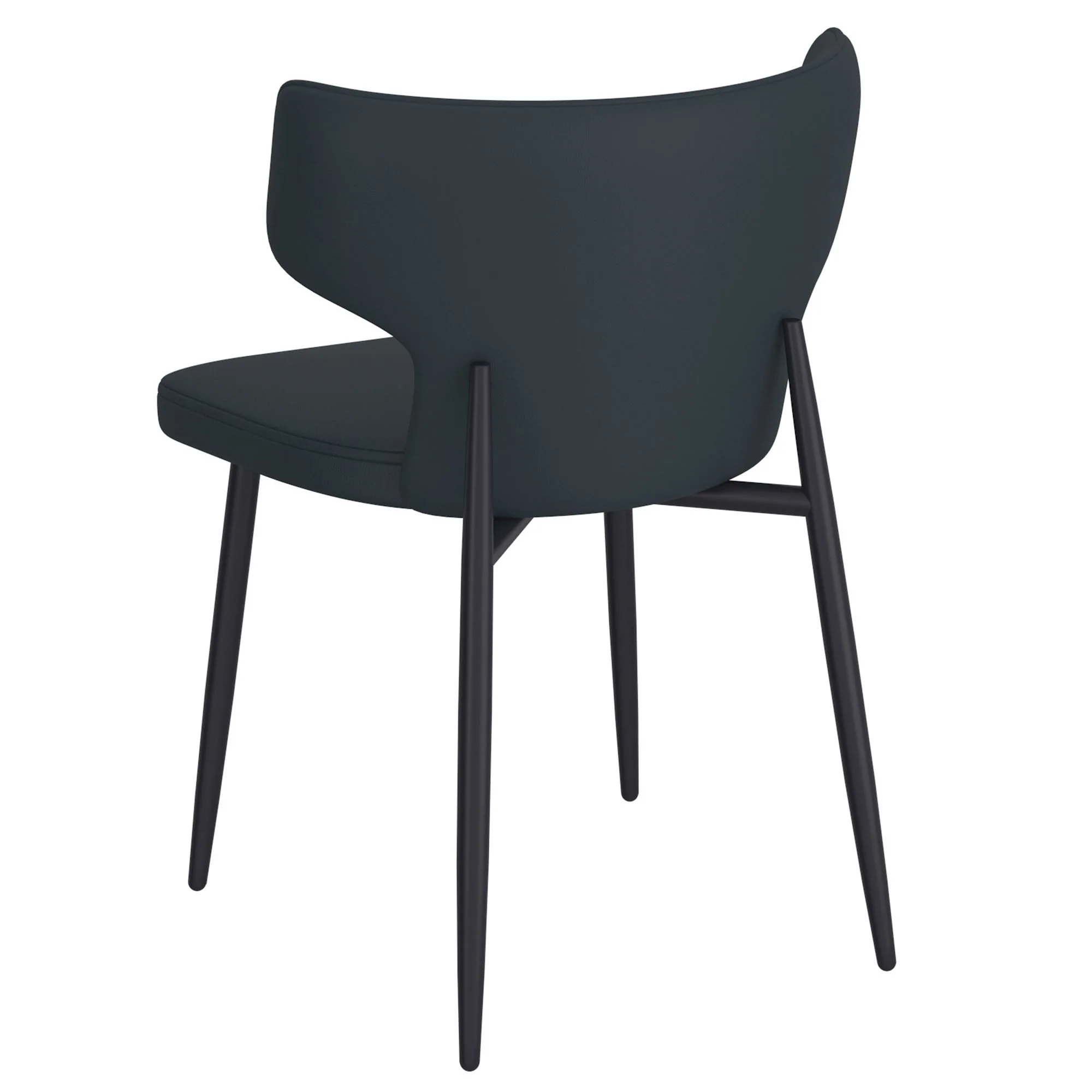 Olis Dining Chair, set of 2, in Black Faux Leather and Black - Image 3