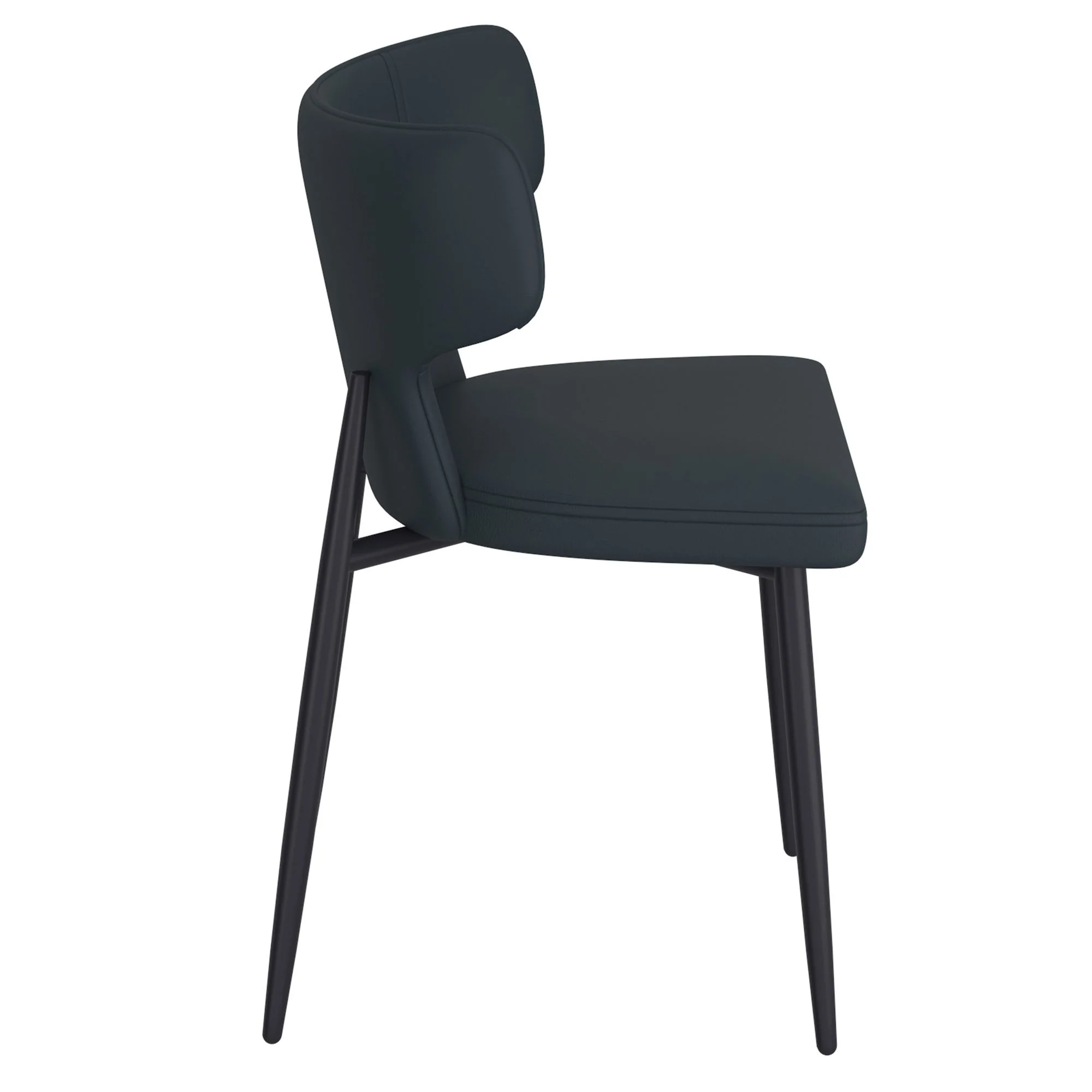 Olis Dining Chair, set of 2, in Black Faux Leather and Black - Image 4