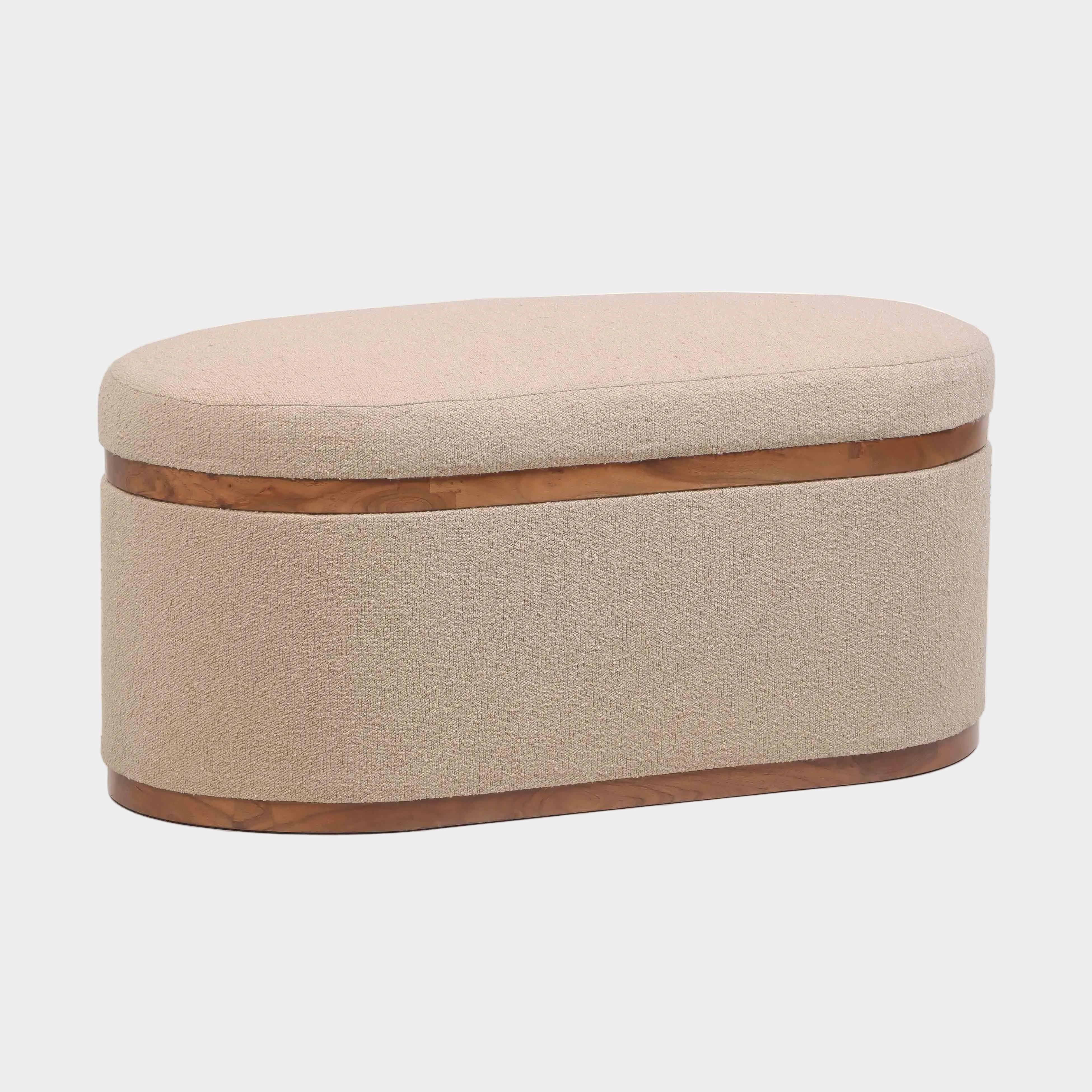 Olivier 41" Boucle Oval Storage Ottoman - Image 10