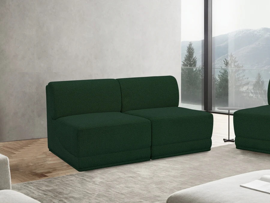 Ollie Boucle Fabric Armless Two-Seater Sofa - Image 16