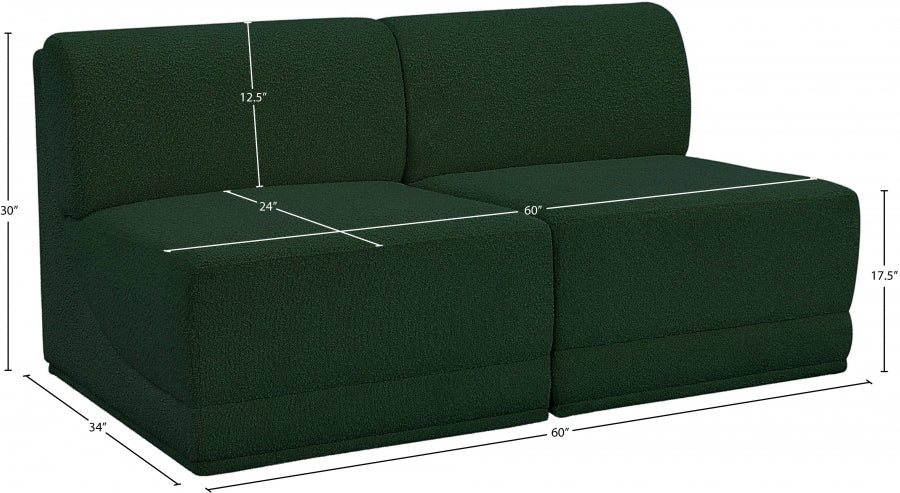 Ollie Boucle Fabric Armless Two-Seater Sofa - Image 19