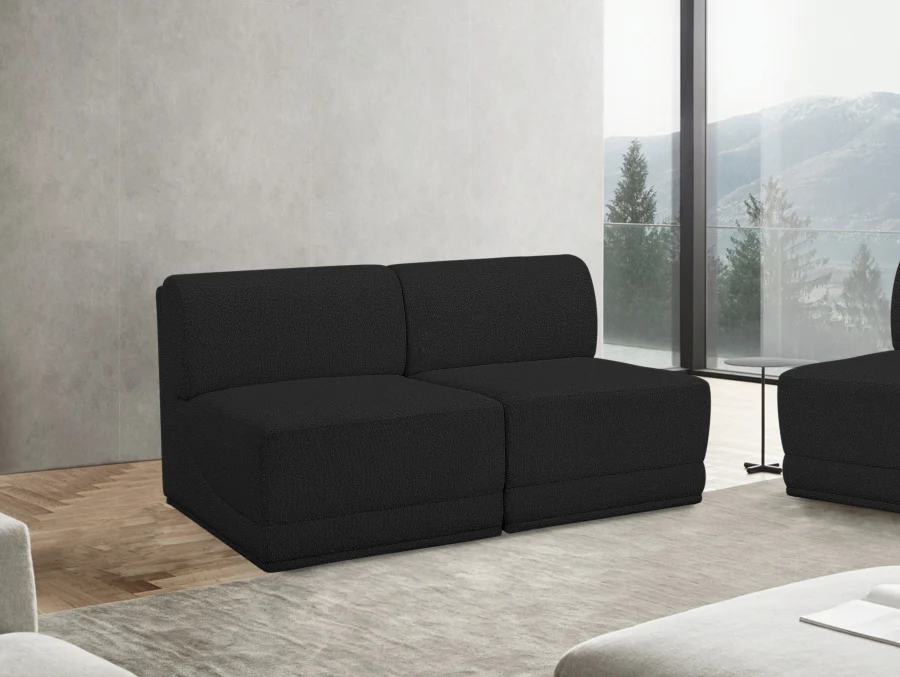 Ollie Boucle Fabric Armless Two-Seater Sofa - Image 2