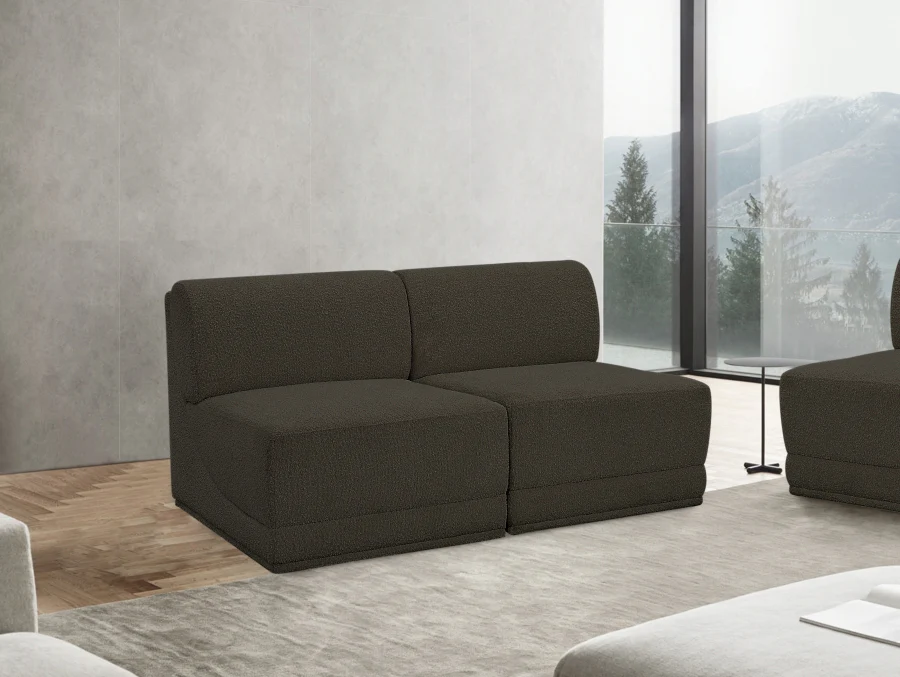 Ollie Boucle Fabric Armless Two-Seater Sofa - Image 21