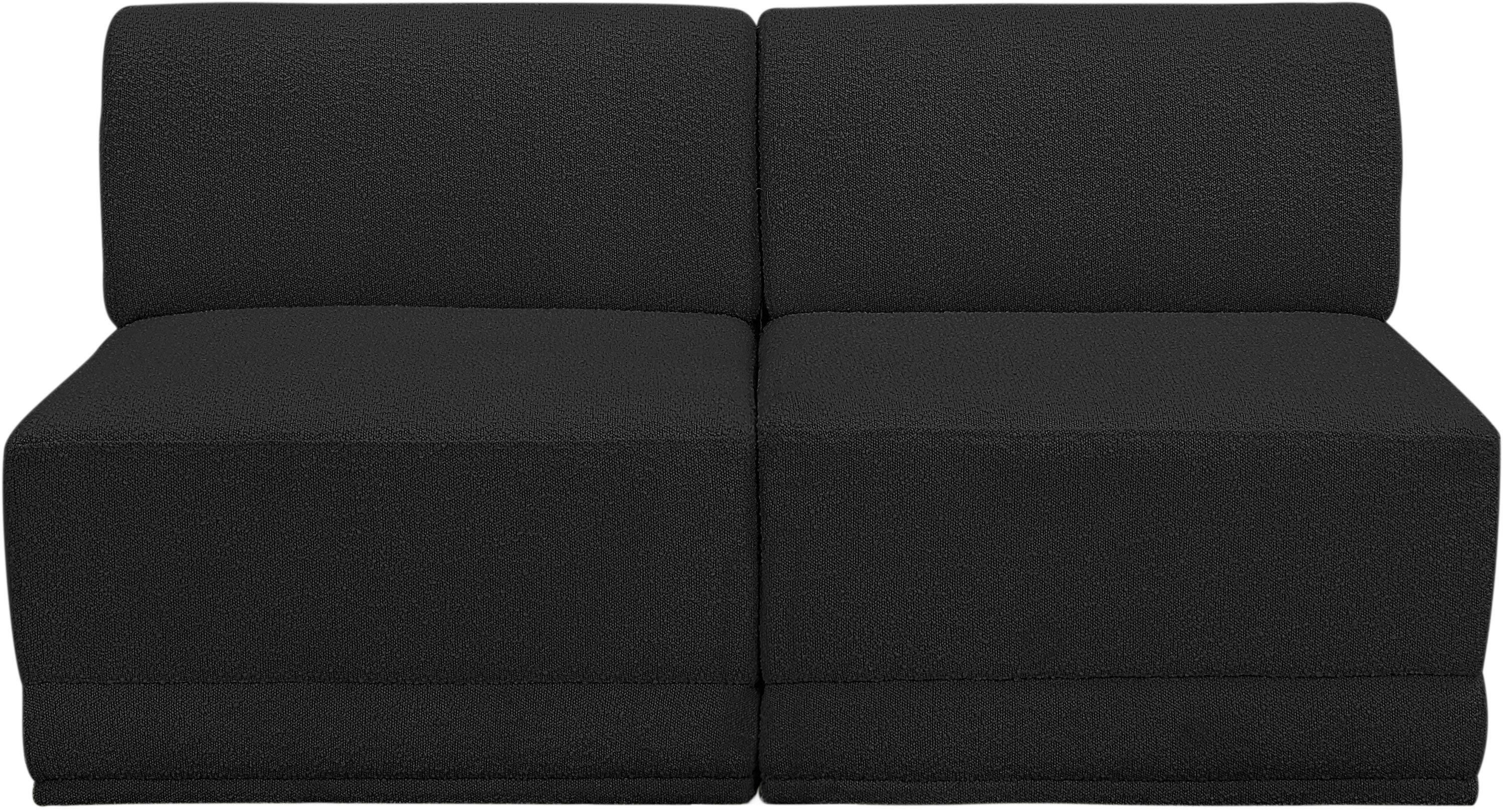 Ollie Boucle Fabric Armless Two-Seater Sofa - Image 3