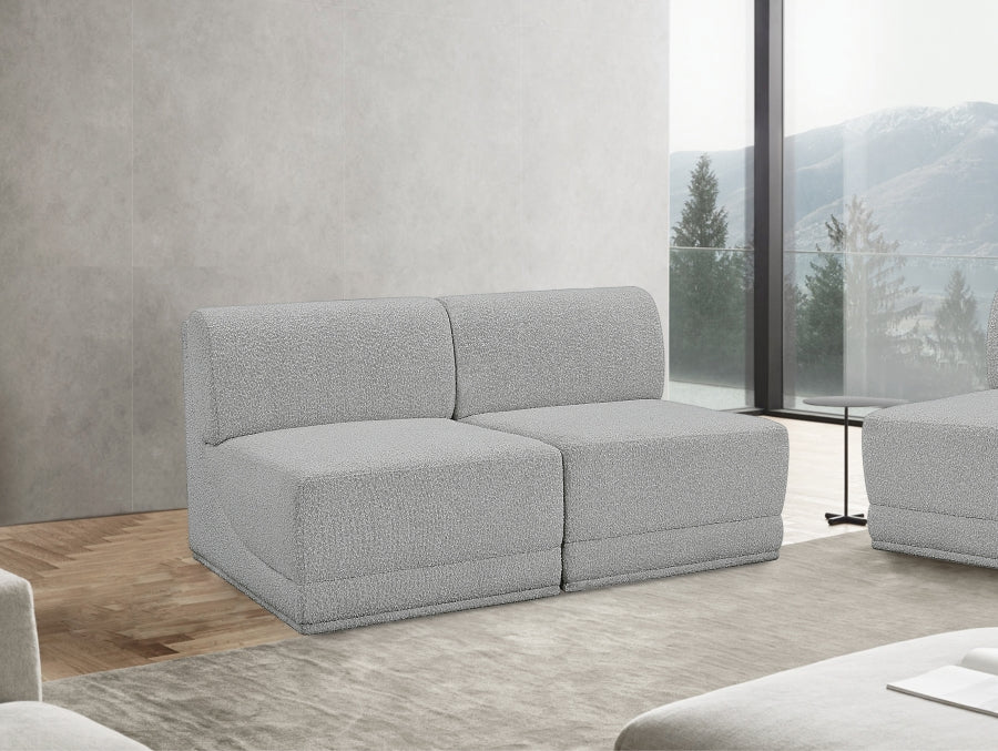 Ollie Boucle Fabric Armless Two-Seater Sofa - Image 6