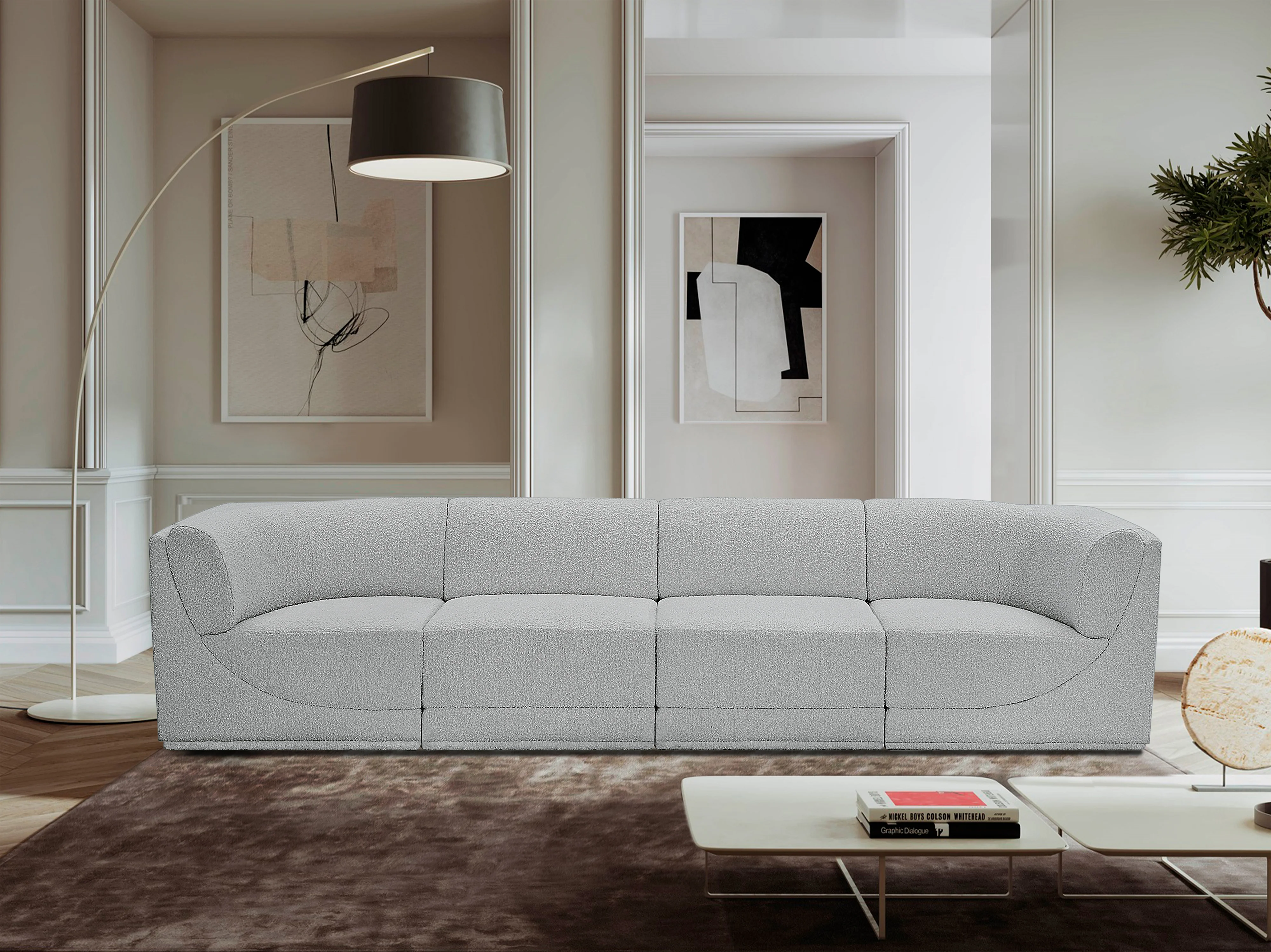 Ollie Boucle Fabric Sofa with Armrest - Image 8