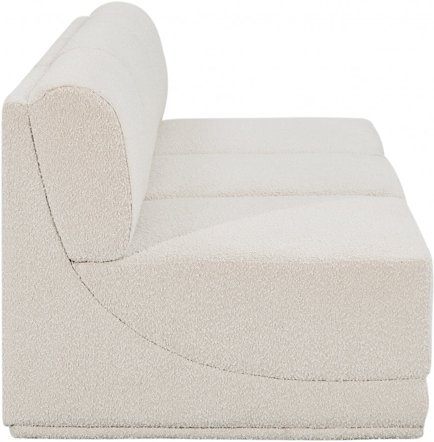 Ollie Boucle Fabric Three-Seater Armless Sofa - Image 17