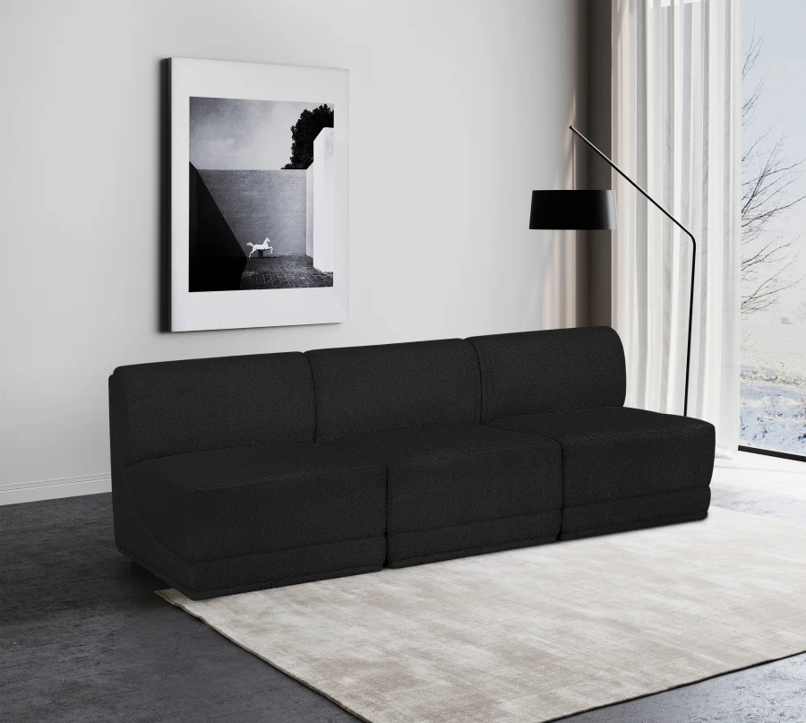 Ollie Boucle Fabric Three-Seater Armless Sofa - Image 2
