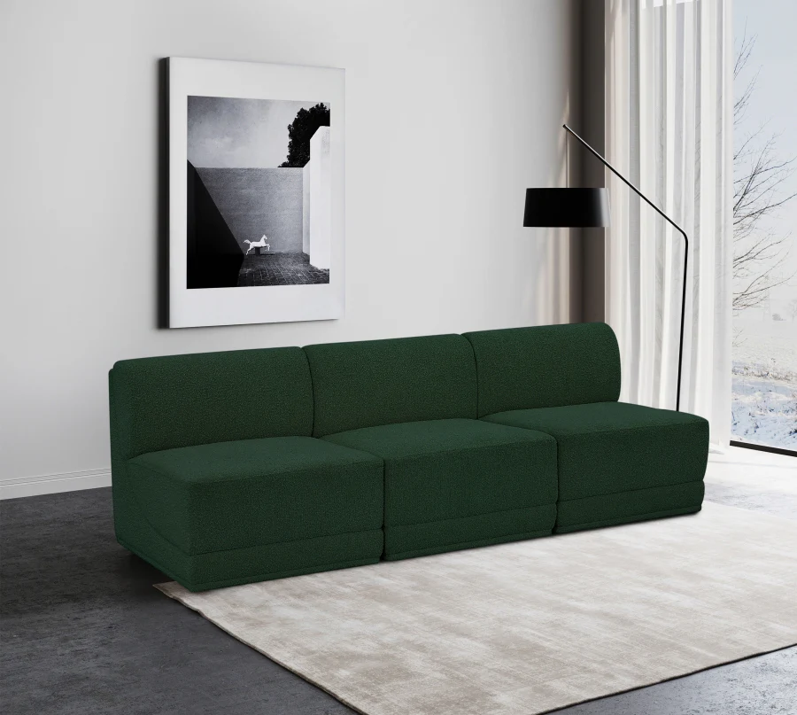 Ollie Boucle Fabric Three-Seater Armless Sofa - Image 20