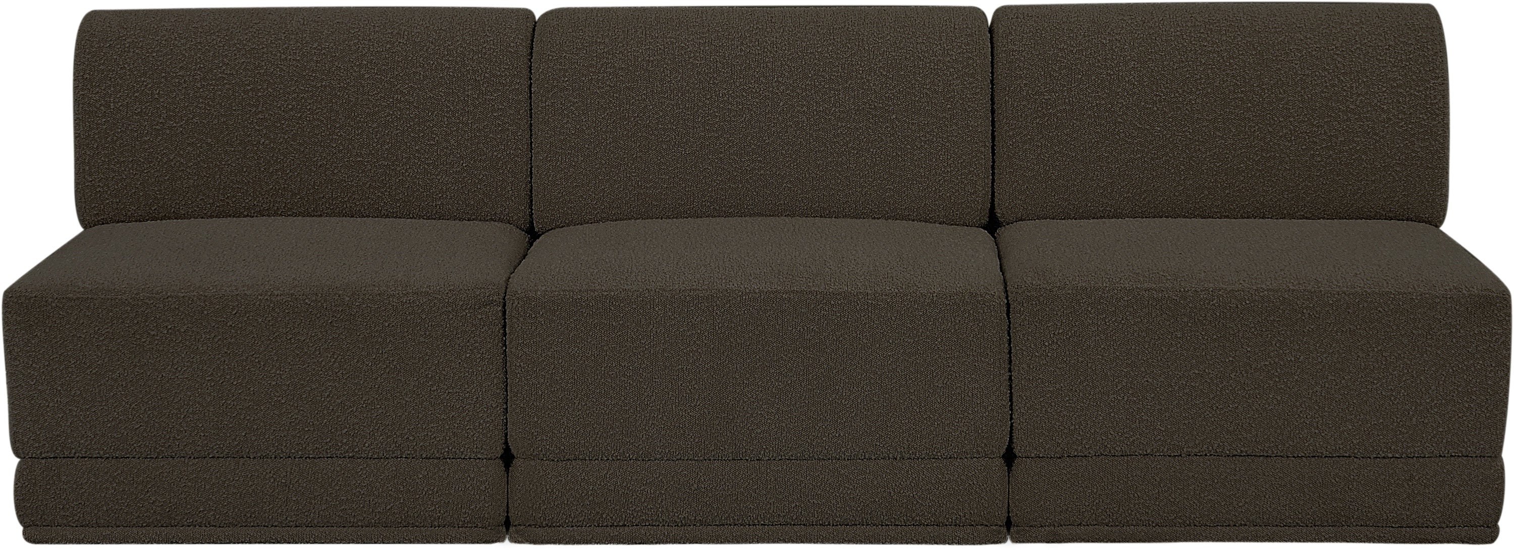 Ollie Boucle Fabric Three-Seater Armless Sofa - Image 28