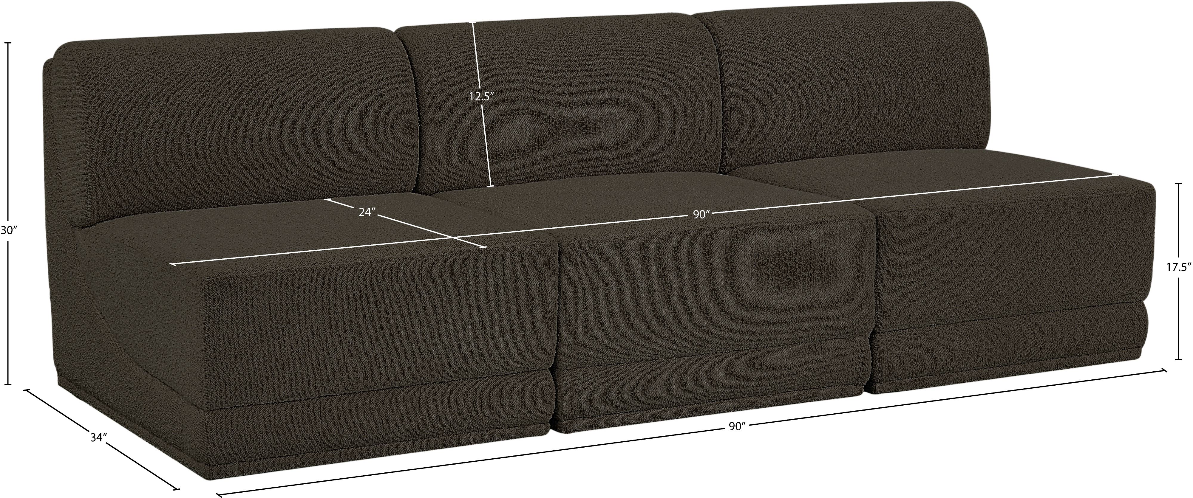 Ollie Boucle Fabric Three-Seater Armless Sofa - Image 30