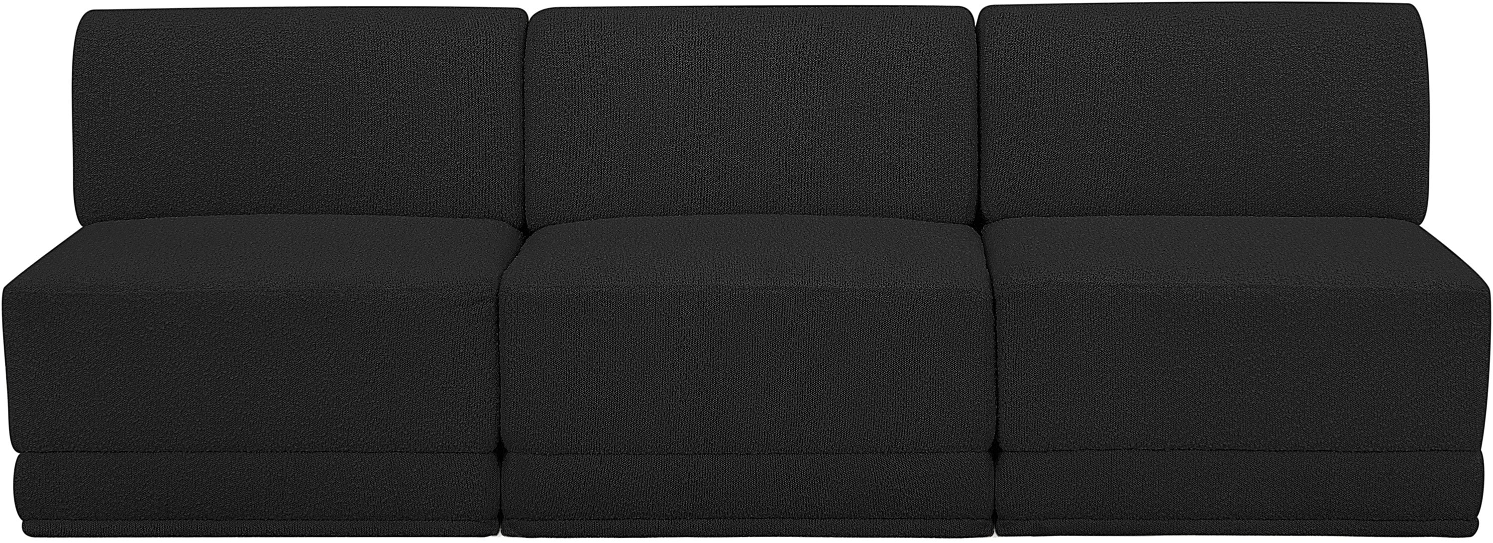 Ollie Boucle Fabric Three-Seater Armless Sofa - Image 4