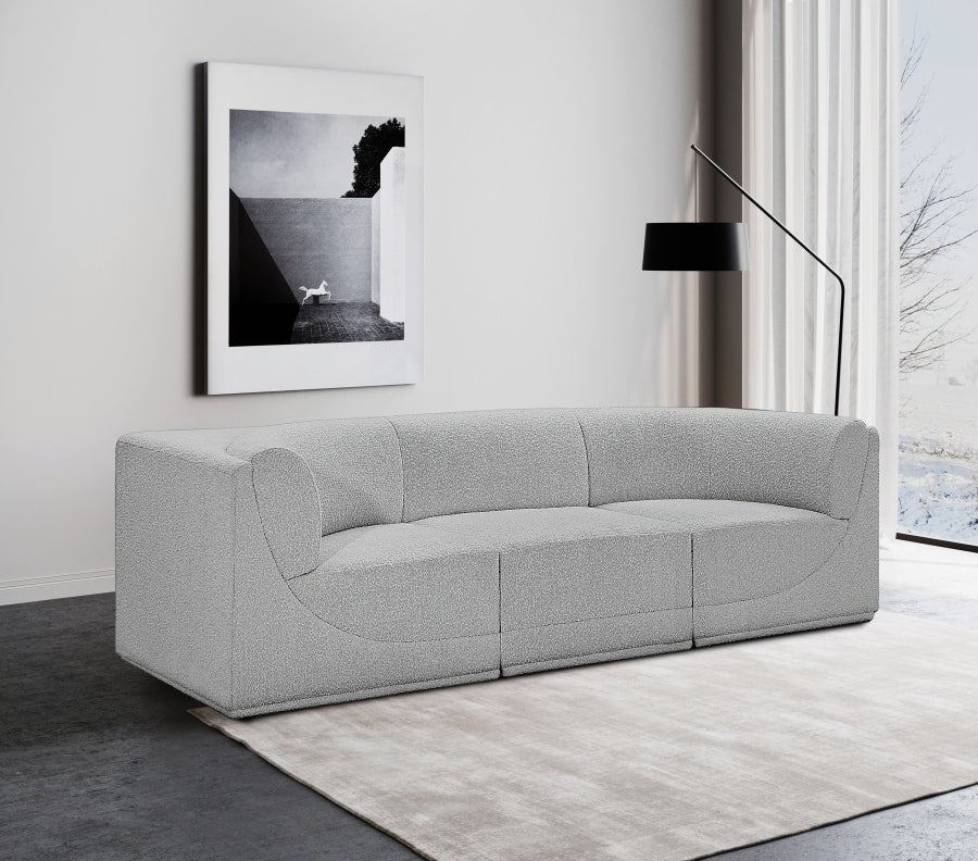 Ollie Boucle Fabric Three-Seater Sofa with Armrest - Image 8