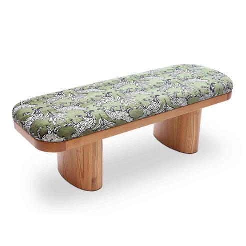 Ollie 48" Olive Green Leopard Jacquard Bench - Image 4