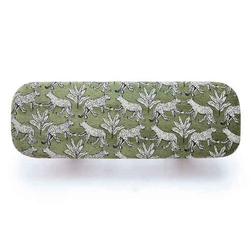 Ollie 48" Olive Green Leopard Jacquard Bench - Image 5