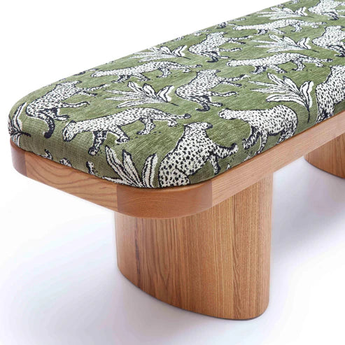 Ollie 48" Olive Green Leopard Jacquard Bench - Image 6