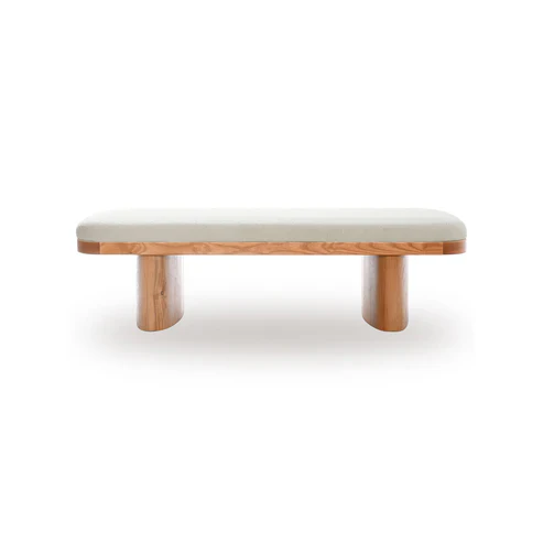 Ollie 56.5" White Performance Boucle Large Bench - Image 3