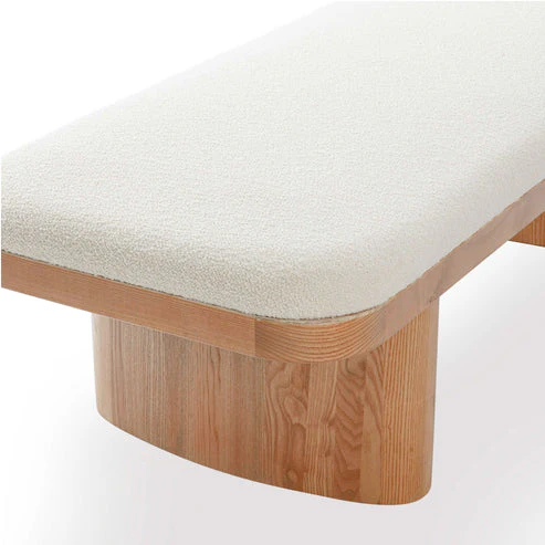 Ollie 56.5" White Performance Boucle Large Bench - Image 5