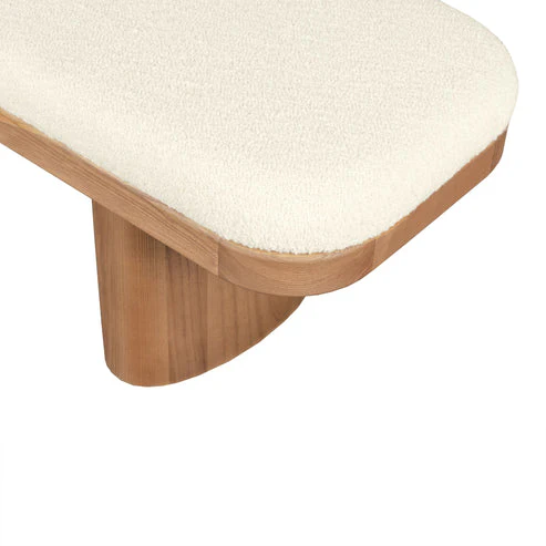 Ollie 48" White Performance Boucle Wooden Bench - Image 4