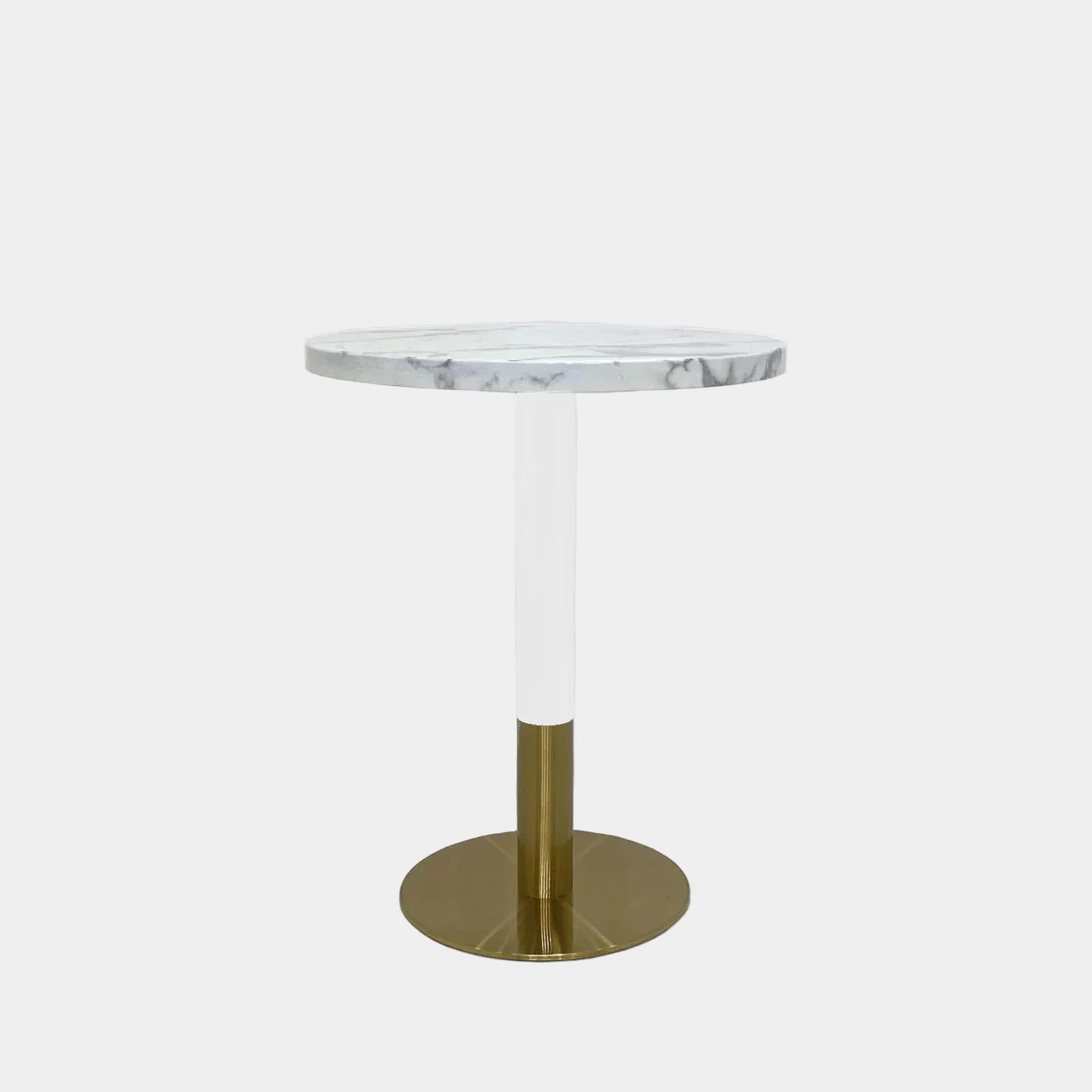 Orbit Continental Tea Height Round Table - Stone Top (White Pole)
