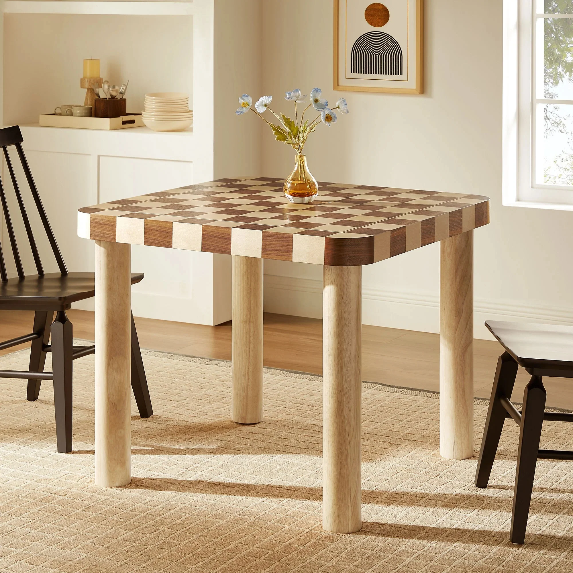 Oscar 36 Inch Square Checkered Dining Table - Image 3