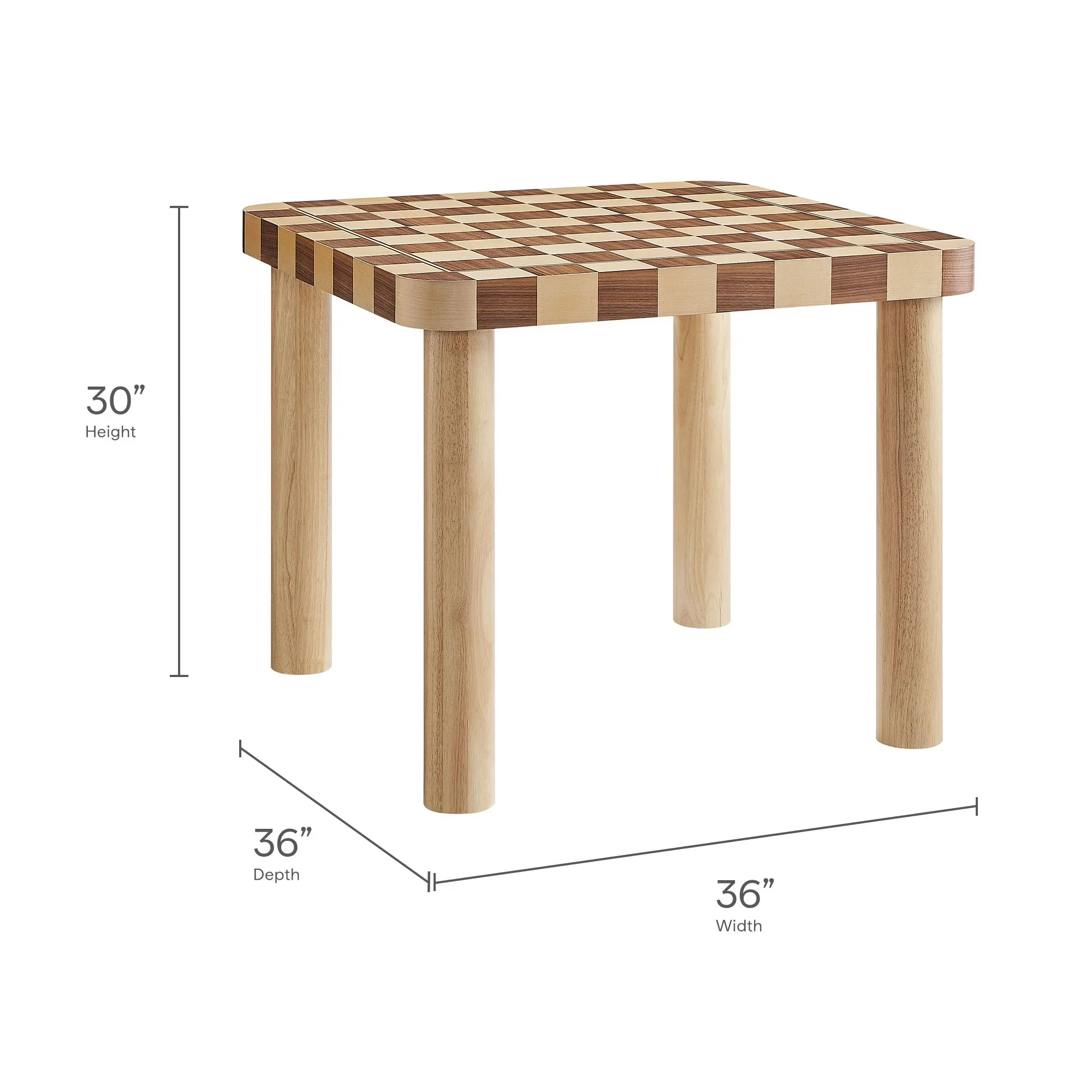 Oscar 36 Inch Square Checkered Dining Table - Image 9