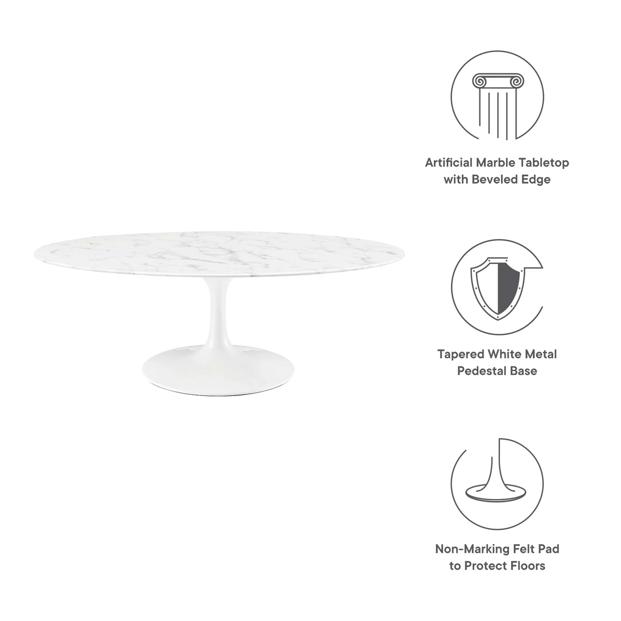 Oval Faux Marble Coffee Table - Image 6