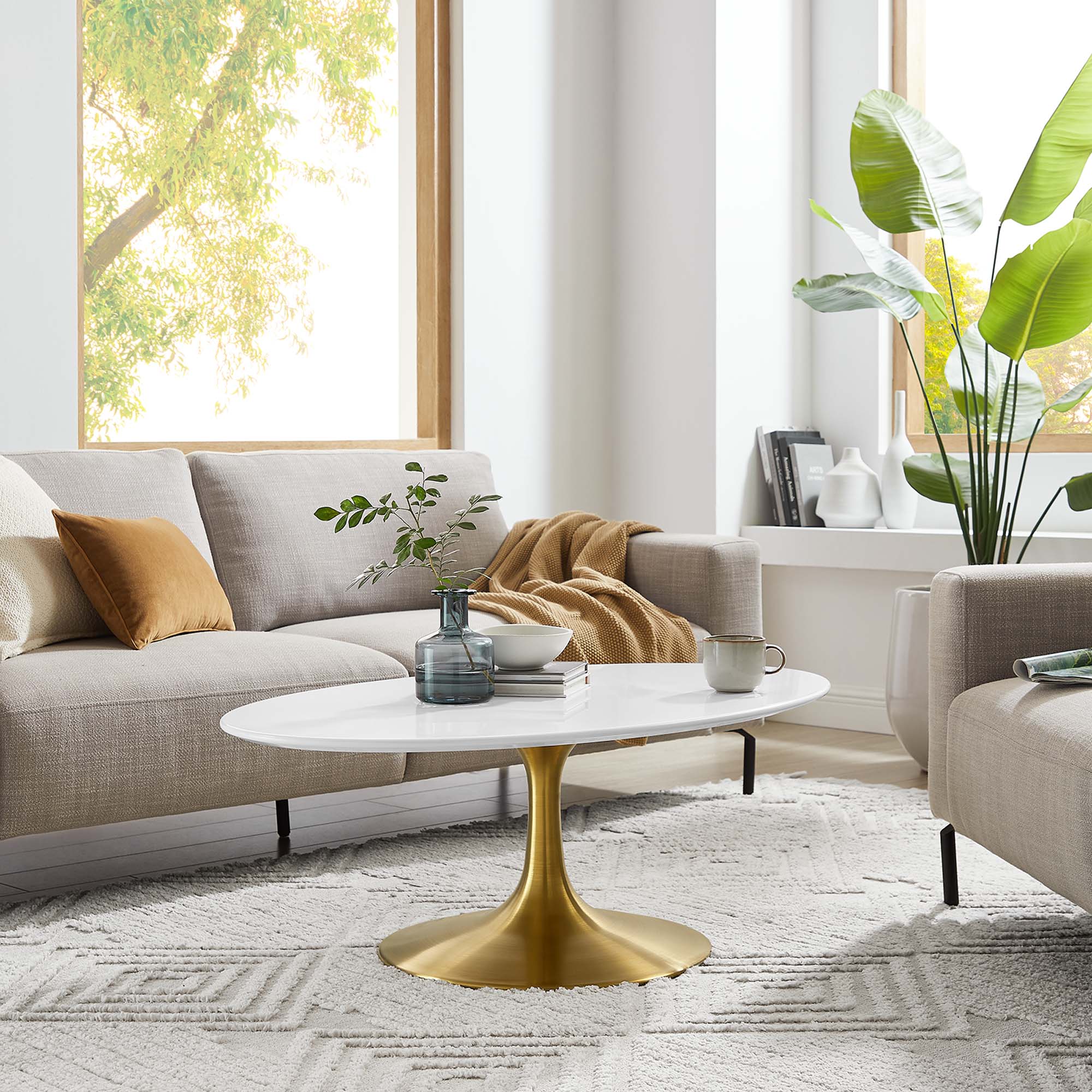 Oval-Shaped Wood Coffee Table - Image 18