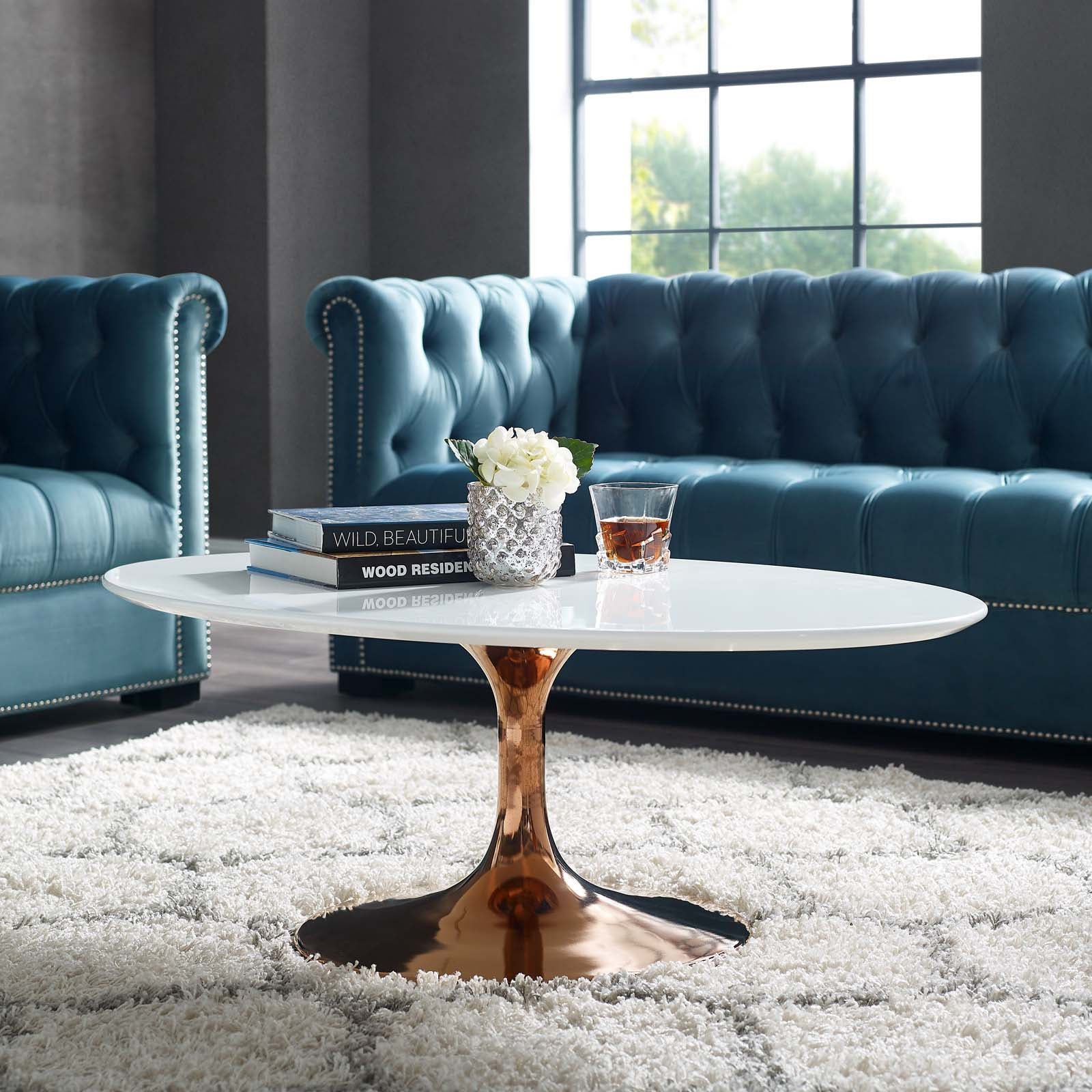 Oval-Shaped Wood Coffee Table - Image 25