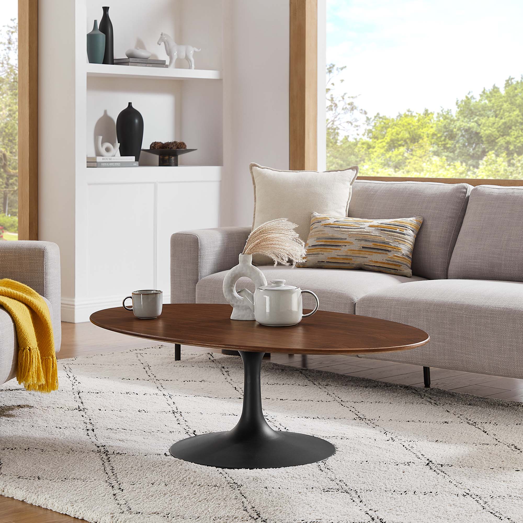 Oval-Shaped Wood Coffee Table - Image 36