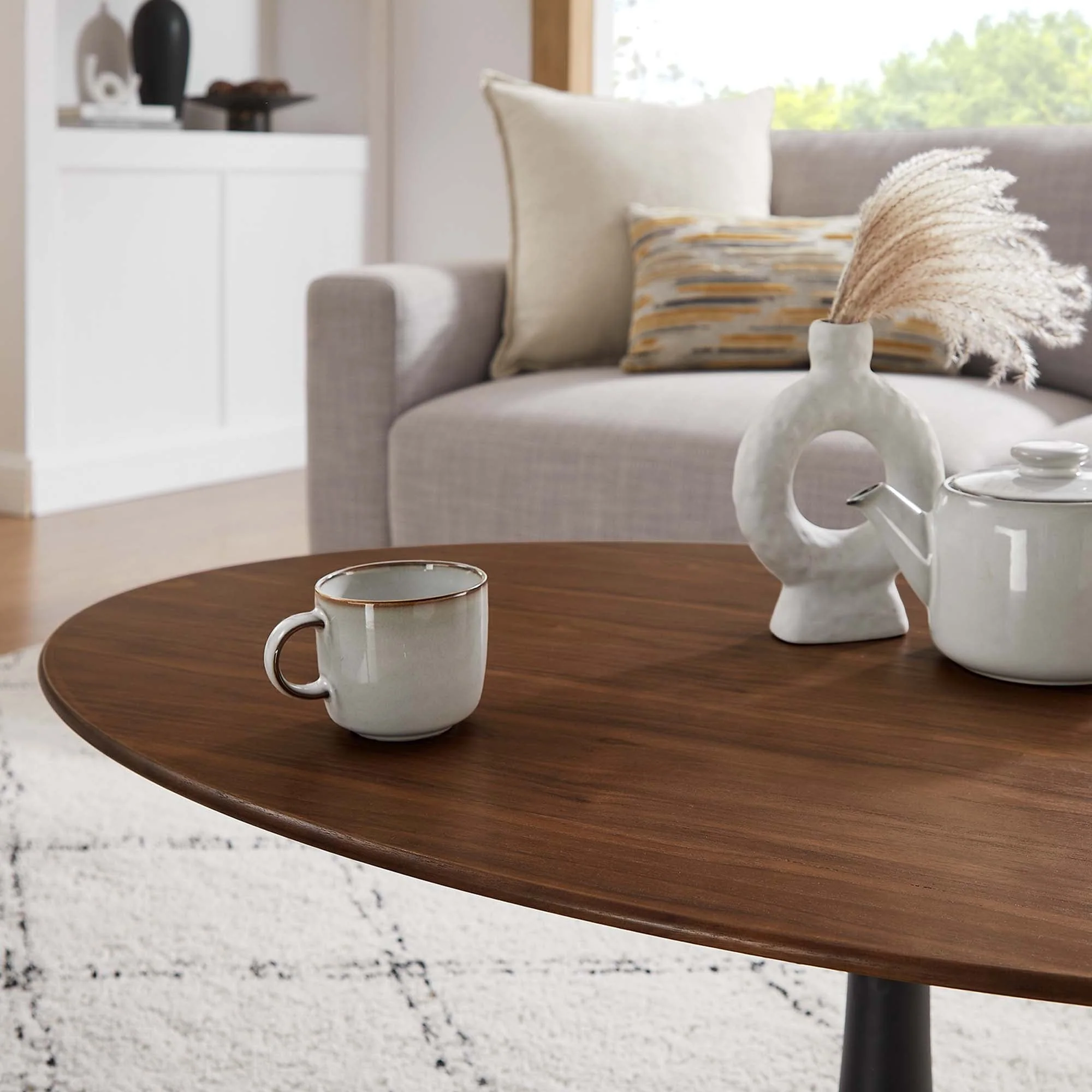 Oval-Shaped Wood Coffee Table - Image 37