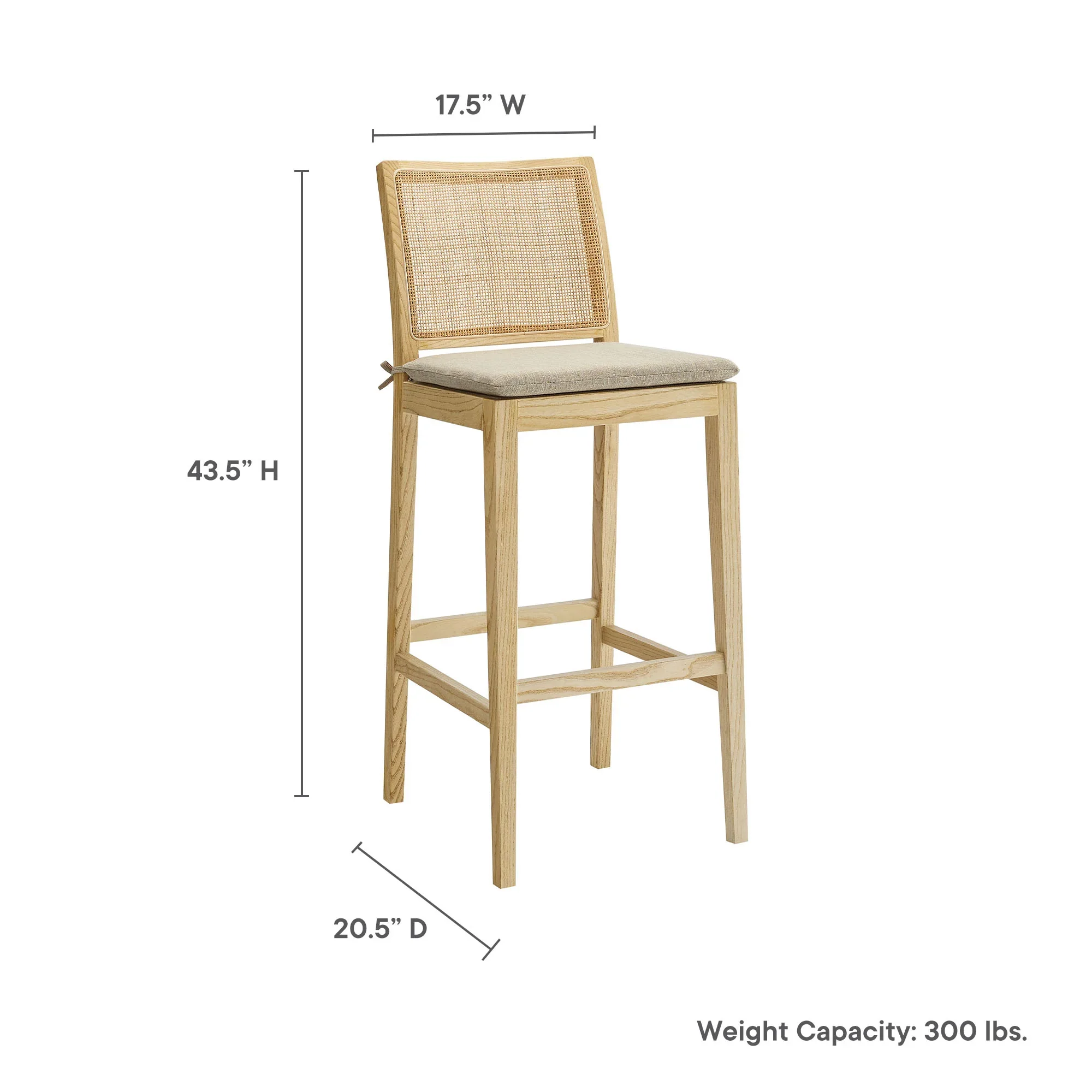 Ovard Wood and Rattan Bar Stool - Image 9