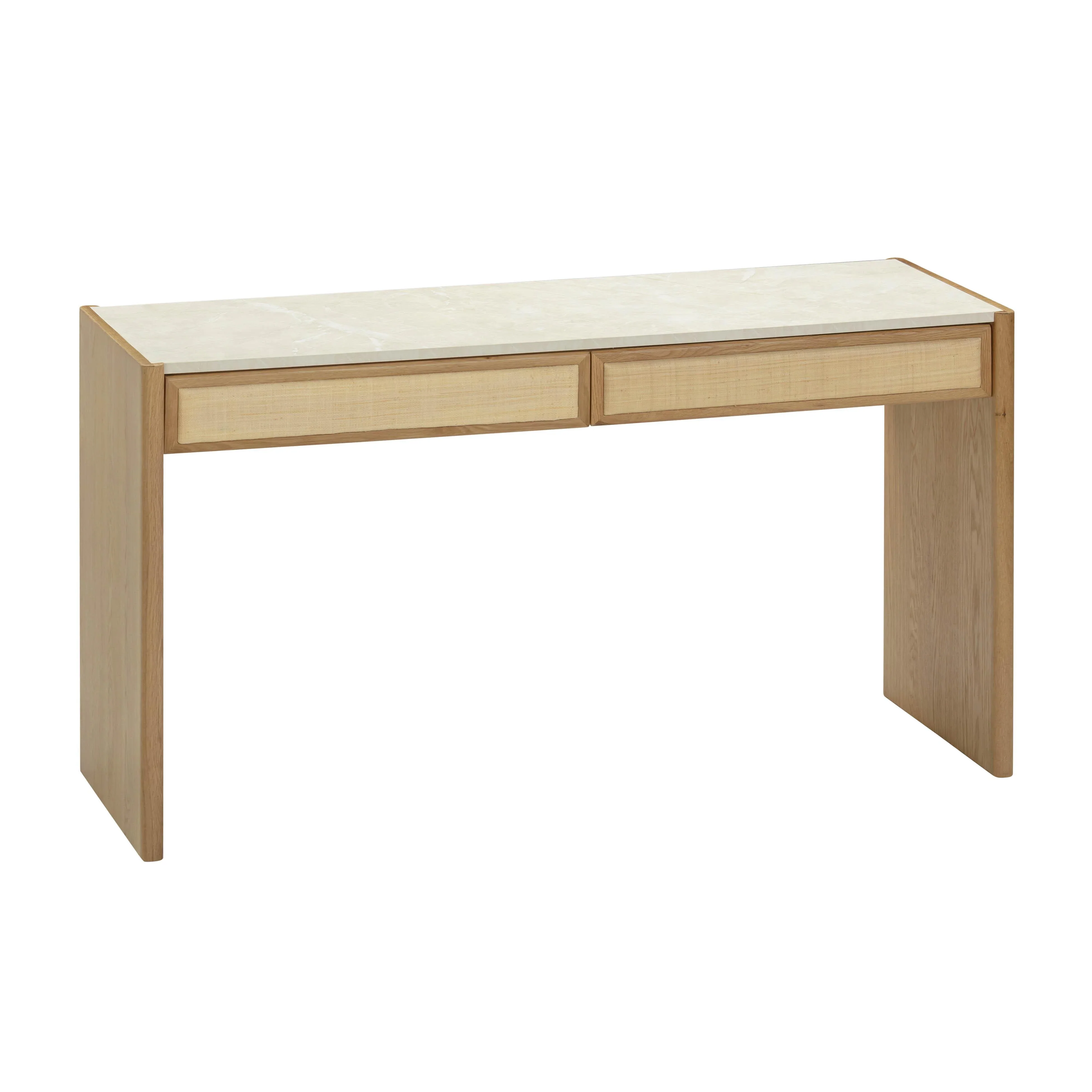 Paige 56" Natural Oak 2-Drawer Console Desk - Image 2